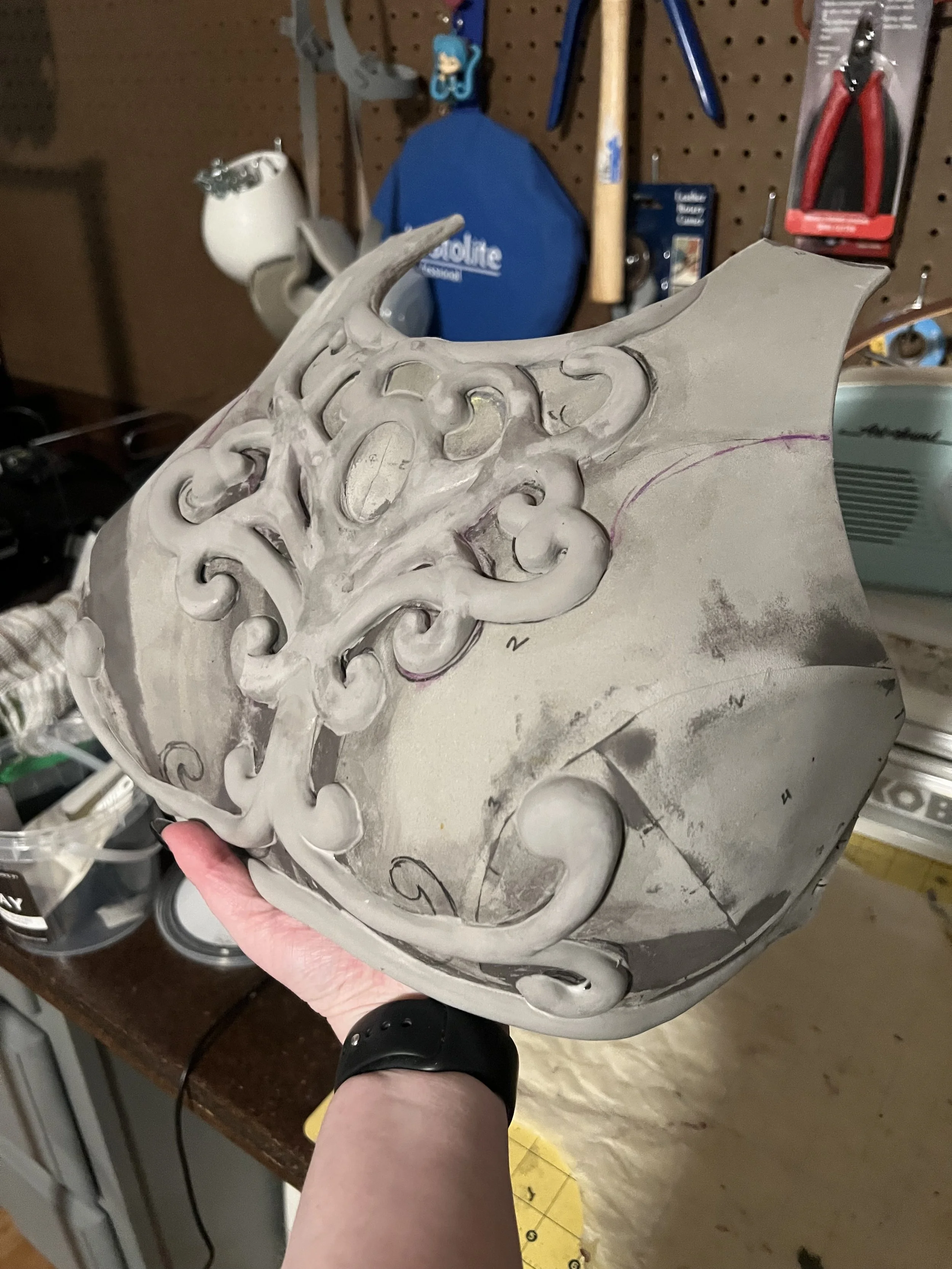 Deedlit cosplay progress photo - breastplate.