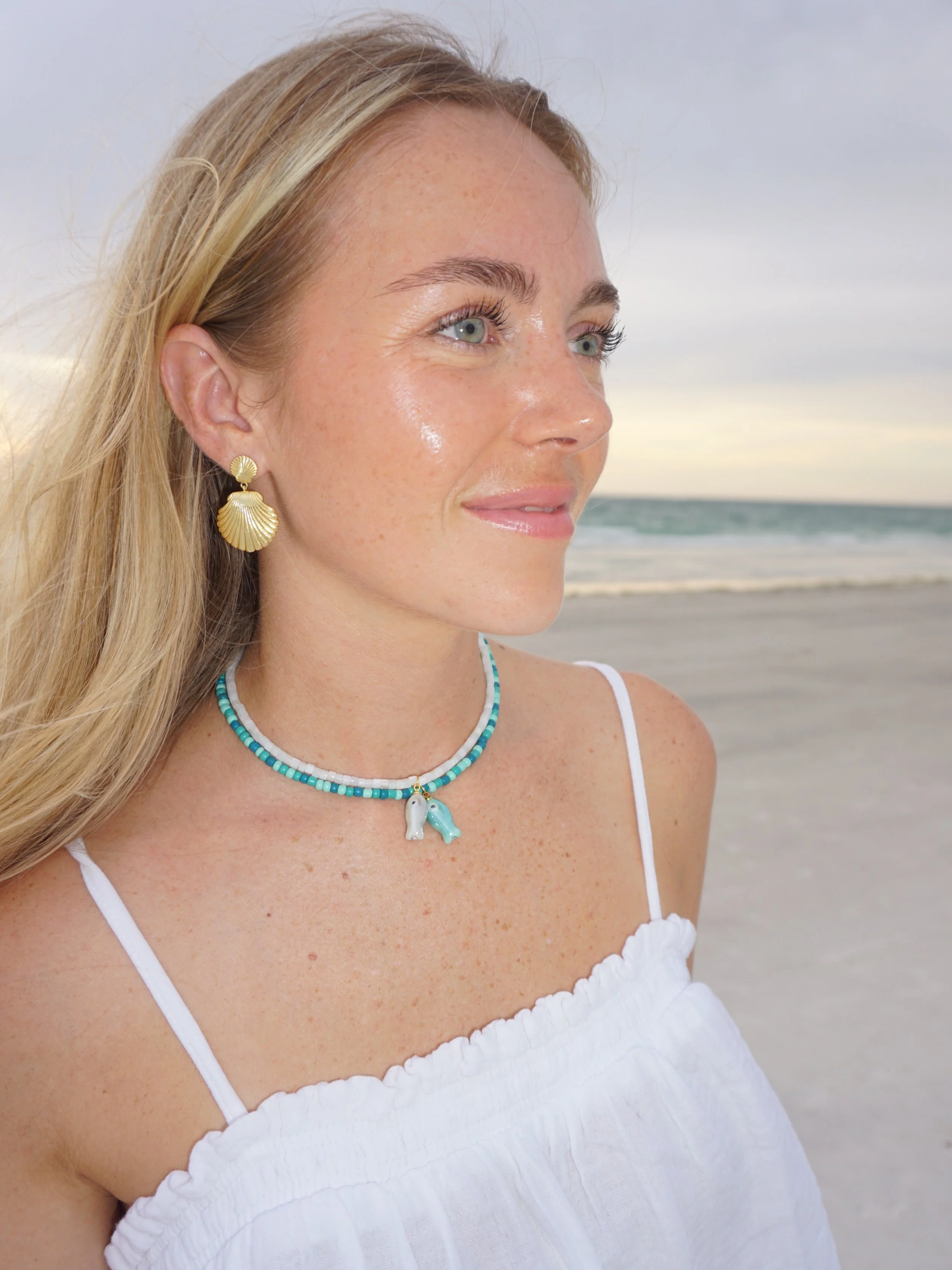The Seasalt Fish Necklace was sold out&hellip; &amp; it&rsquo;s being restocked!!! Purchase yours now!!🐟🐚 
The perfect neutral! @ livcocreative.com !! 

#restock #beadednecklaces #handmadejewelry #fishnecklace