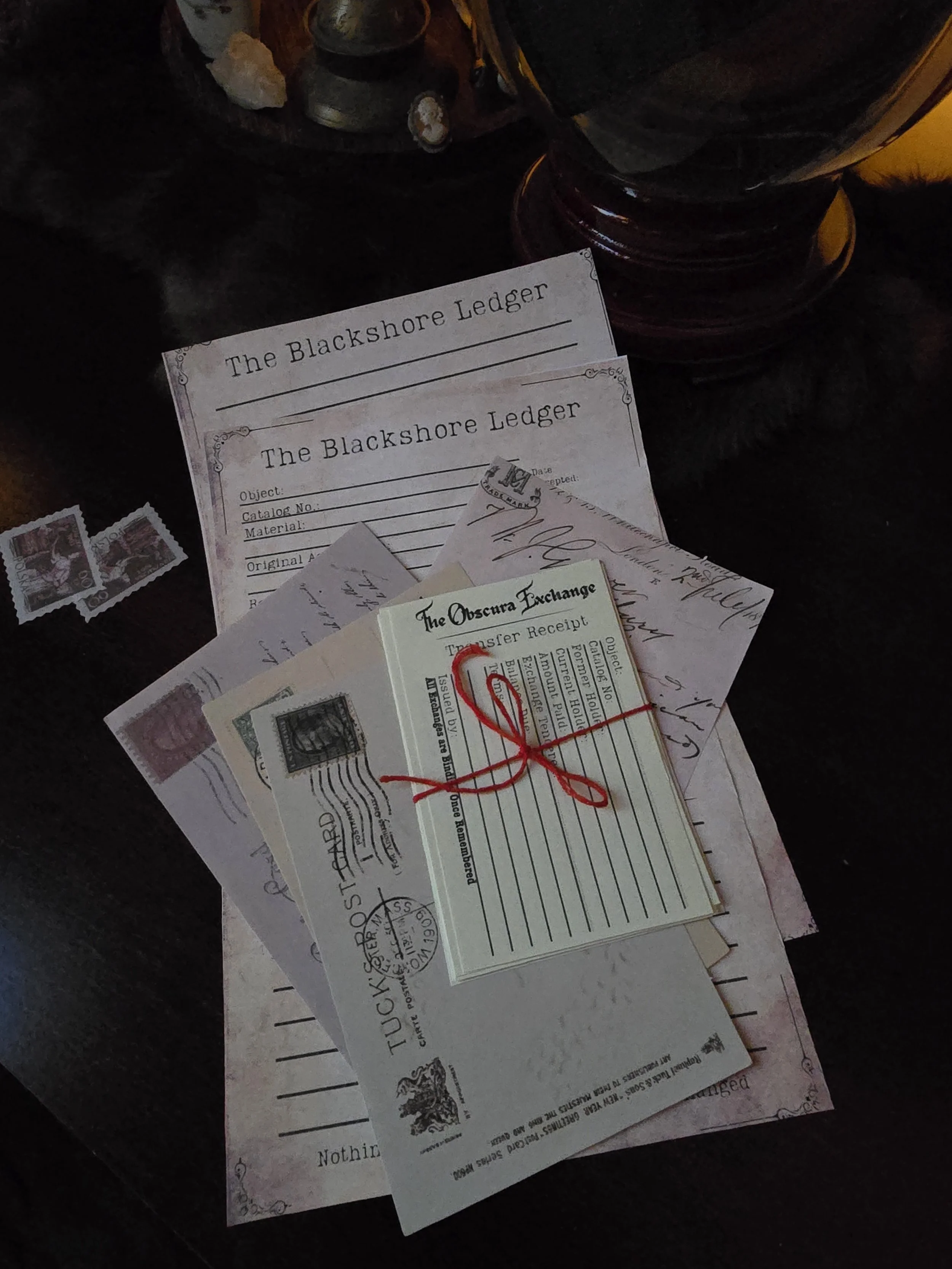 Ledgers, records, exchange receipts - all with a story that's told and a story that's brought home.