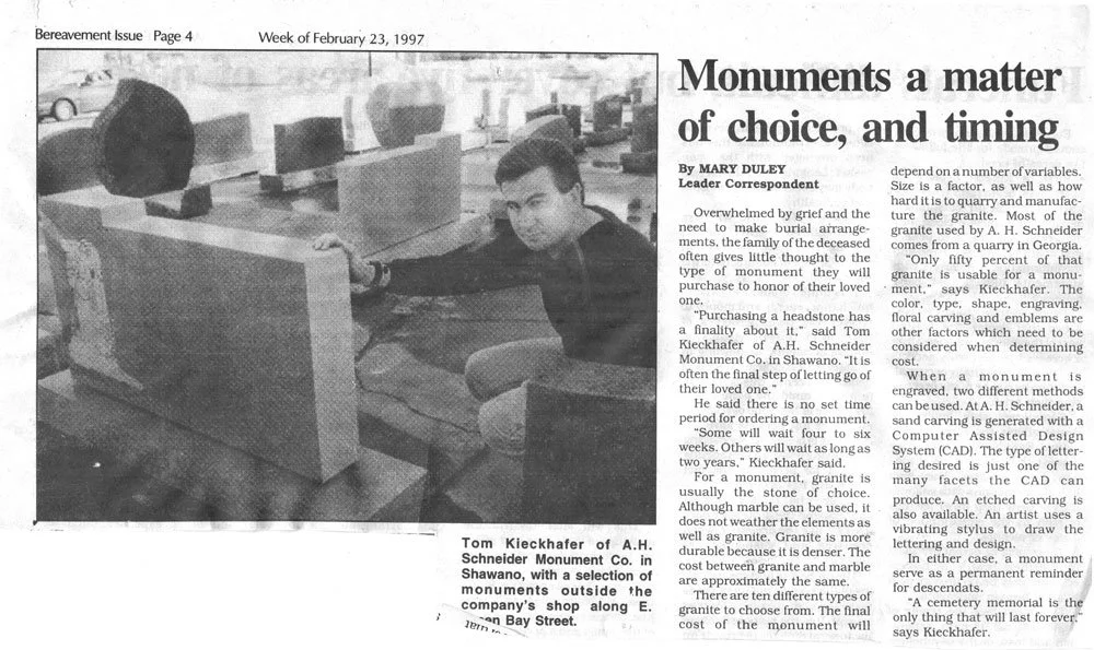Tom Kieckhafer newspaper article