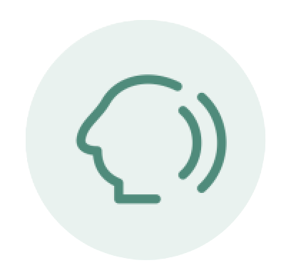 Concussion management icon — head in profile with neck-recovery waves