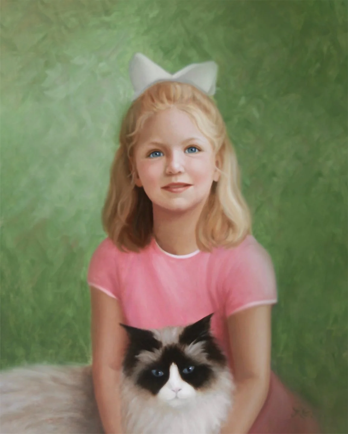 Girl with Cat - Oil on Canvas