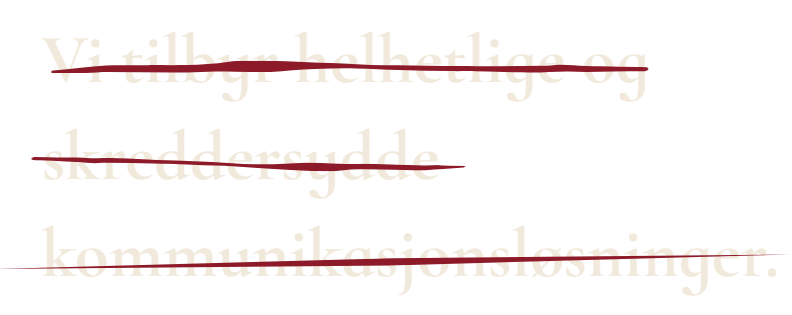 Tekst på svart bakgrunn med flere linjer, noen strøket over med rødt.