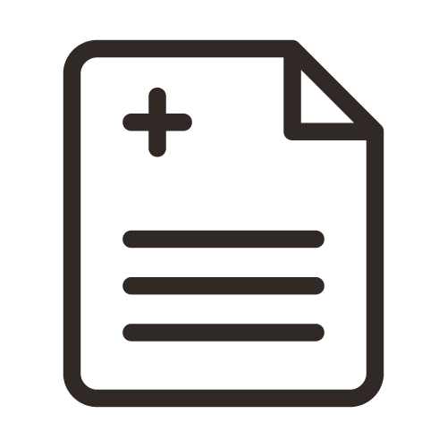 Icon of a medical document or health record with a plus sign.