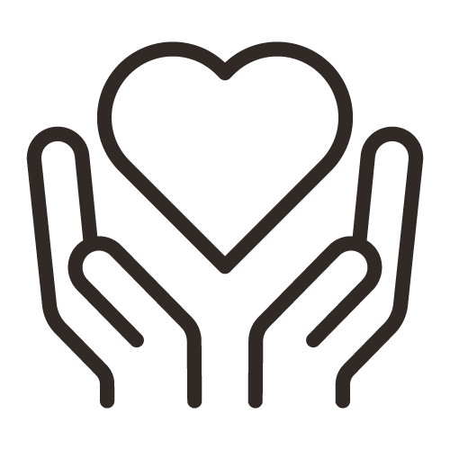 Two hands holding a heart.