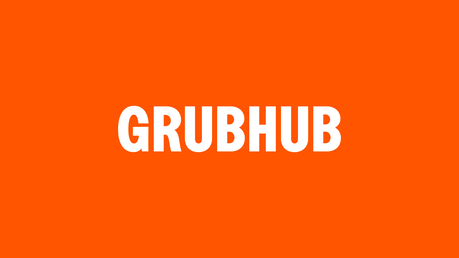 Orange background with the white text 'GRUBHUB' in the center.
