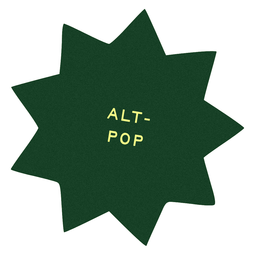 Green starburst badge with yellow text reading "ALT-POP".