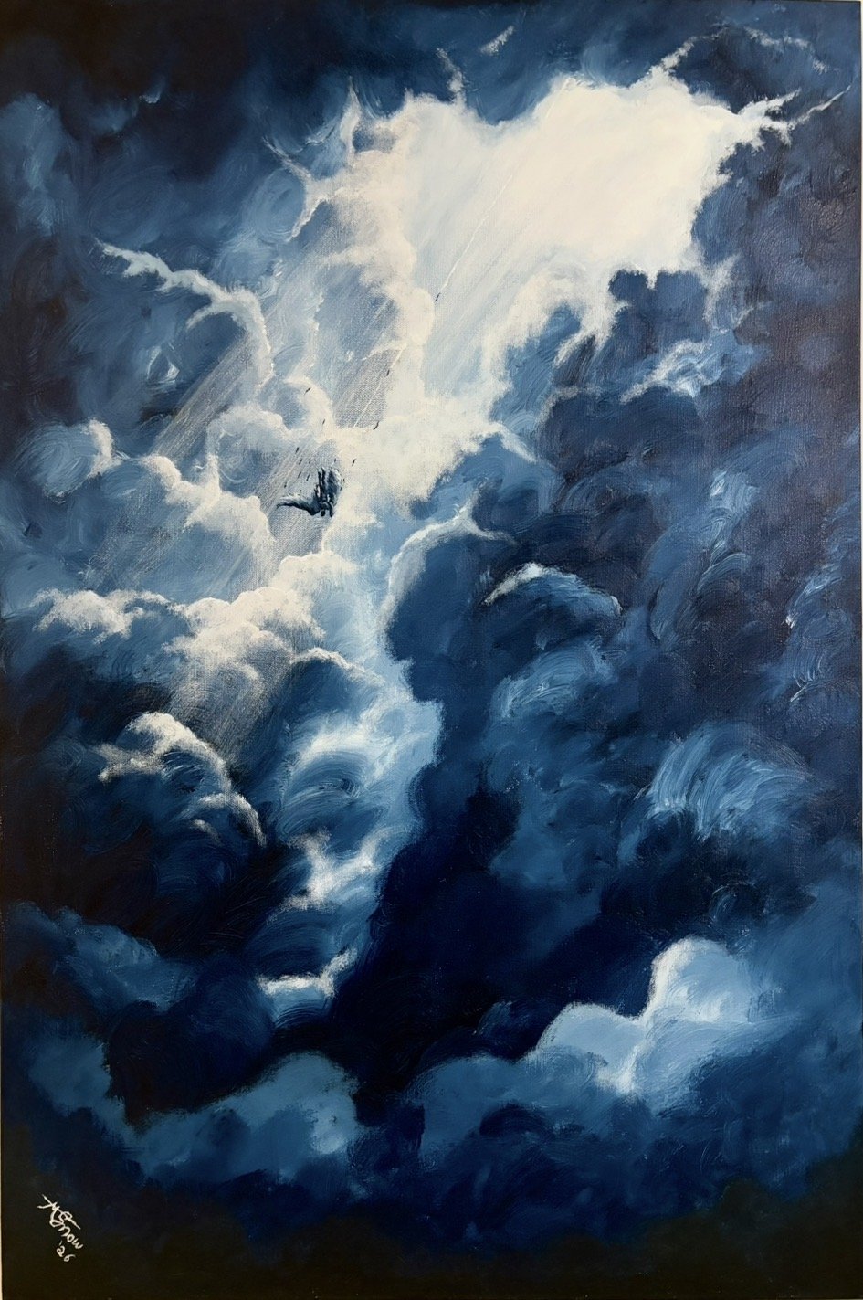 blue clouds painting