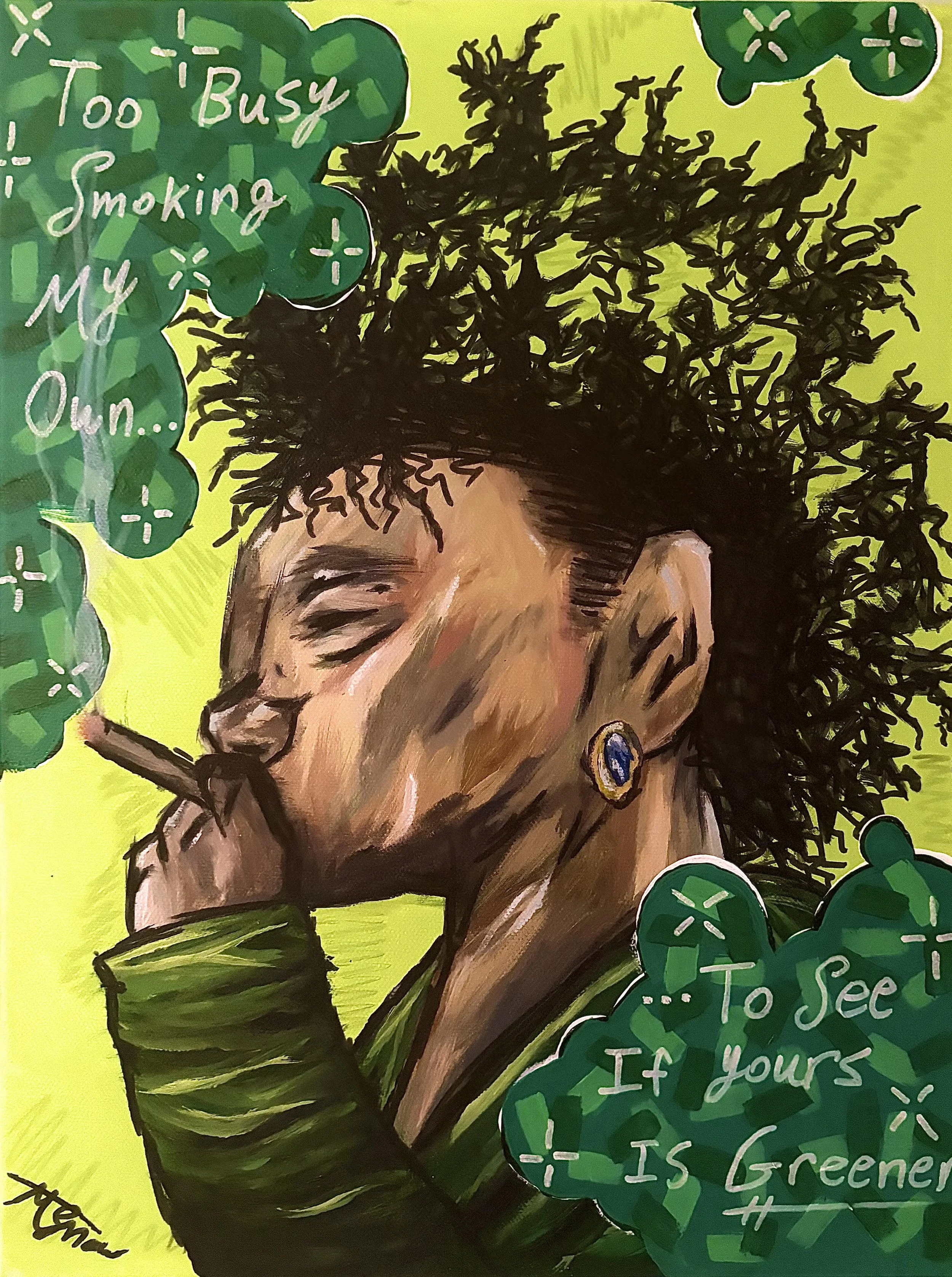 pop culture green motivational painting