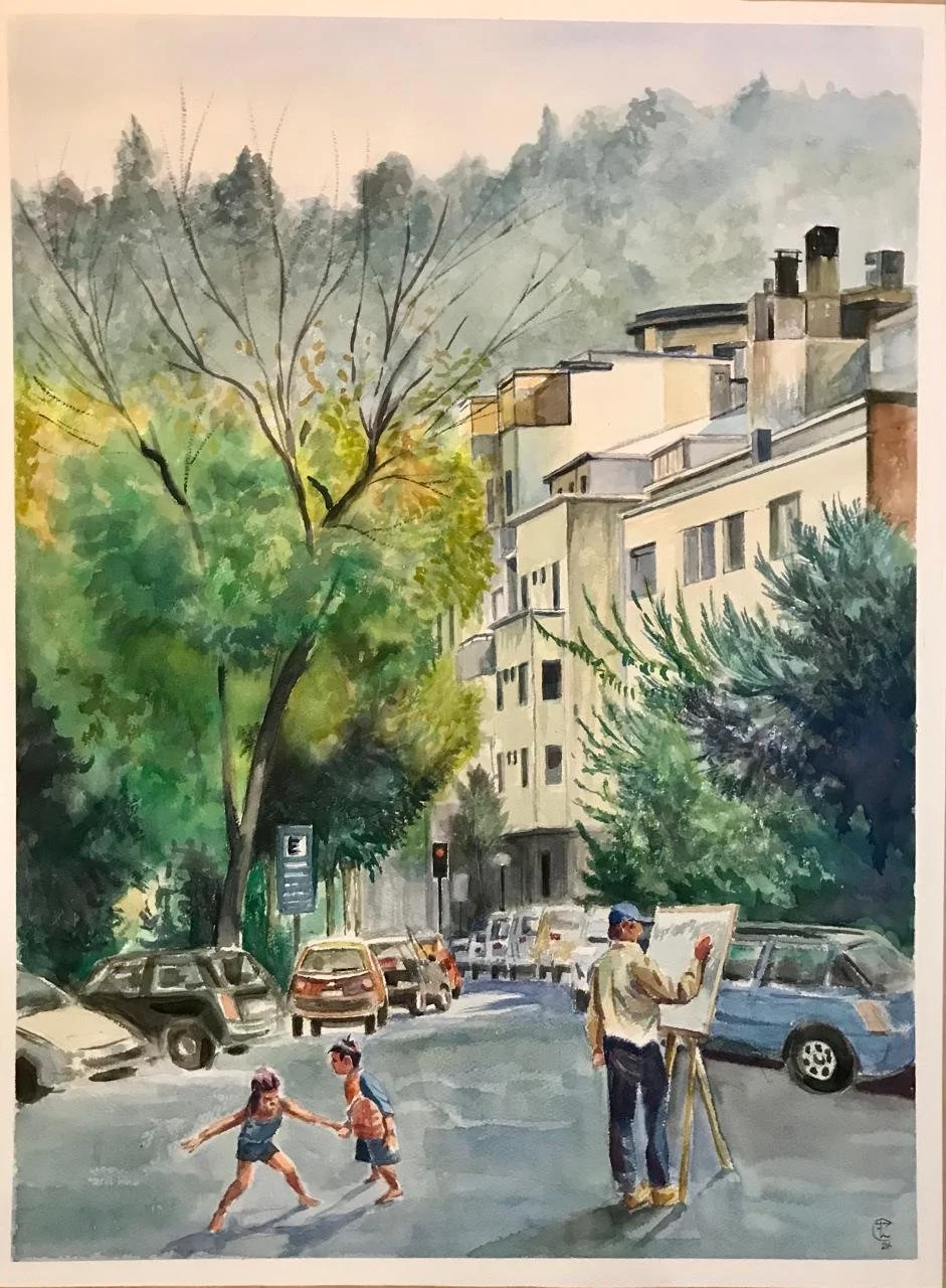 Acuarela de Barrio Huelén