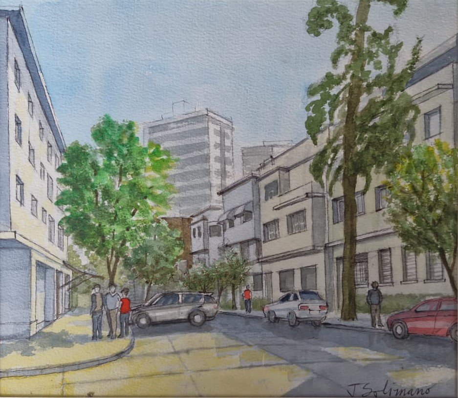 Acuarela Barrio Huelén