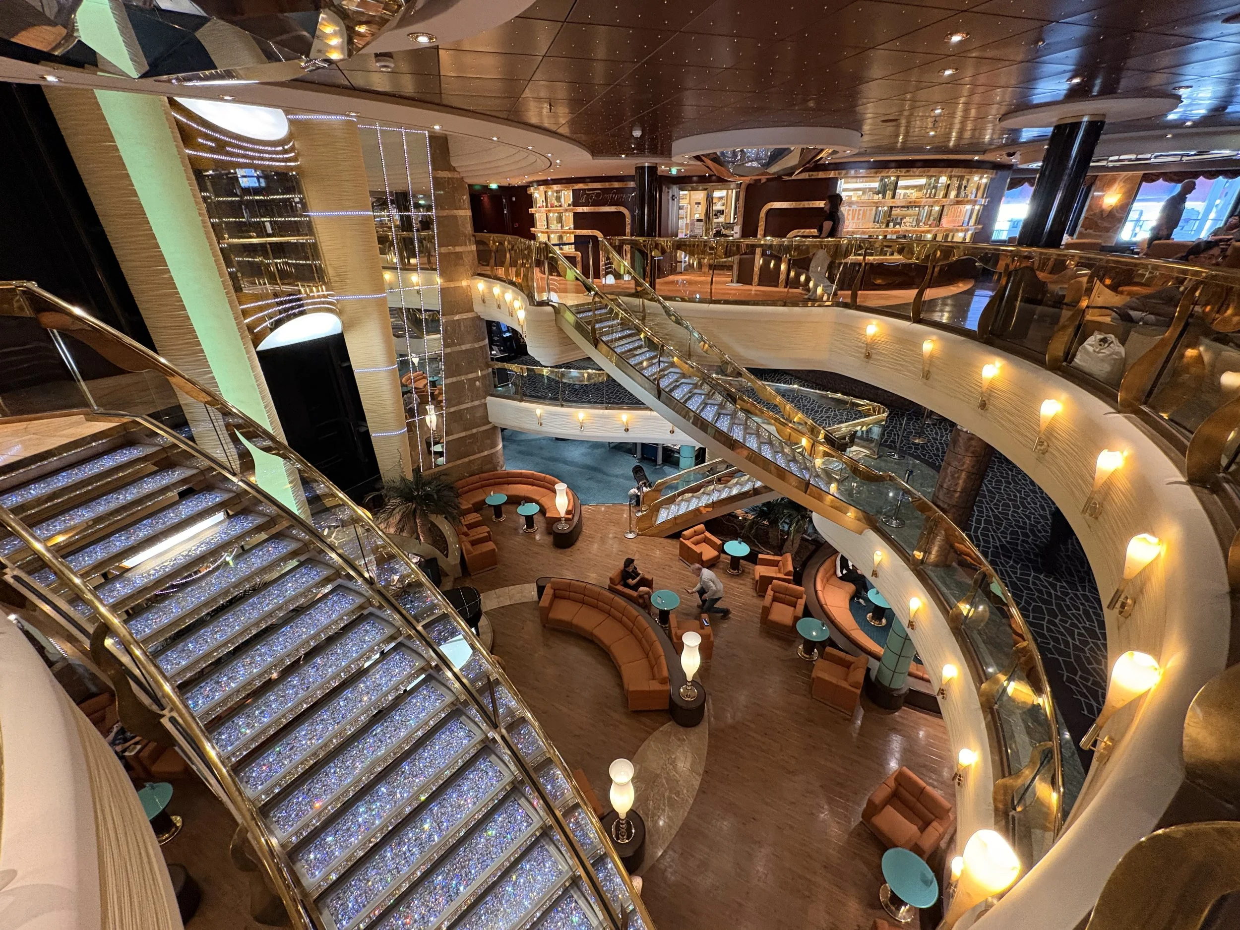 Beautiful atrium of the MSC Fantasia with the famous Swarovski crystals