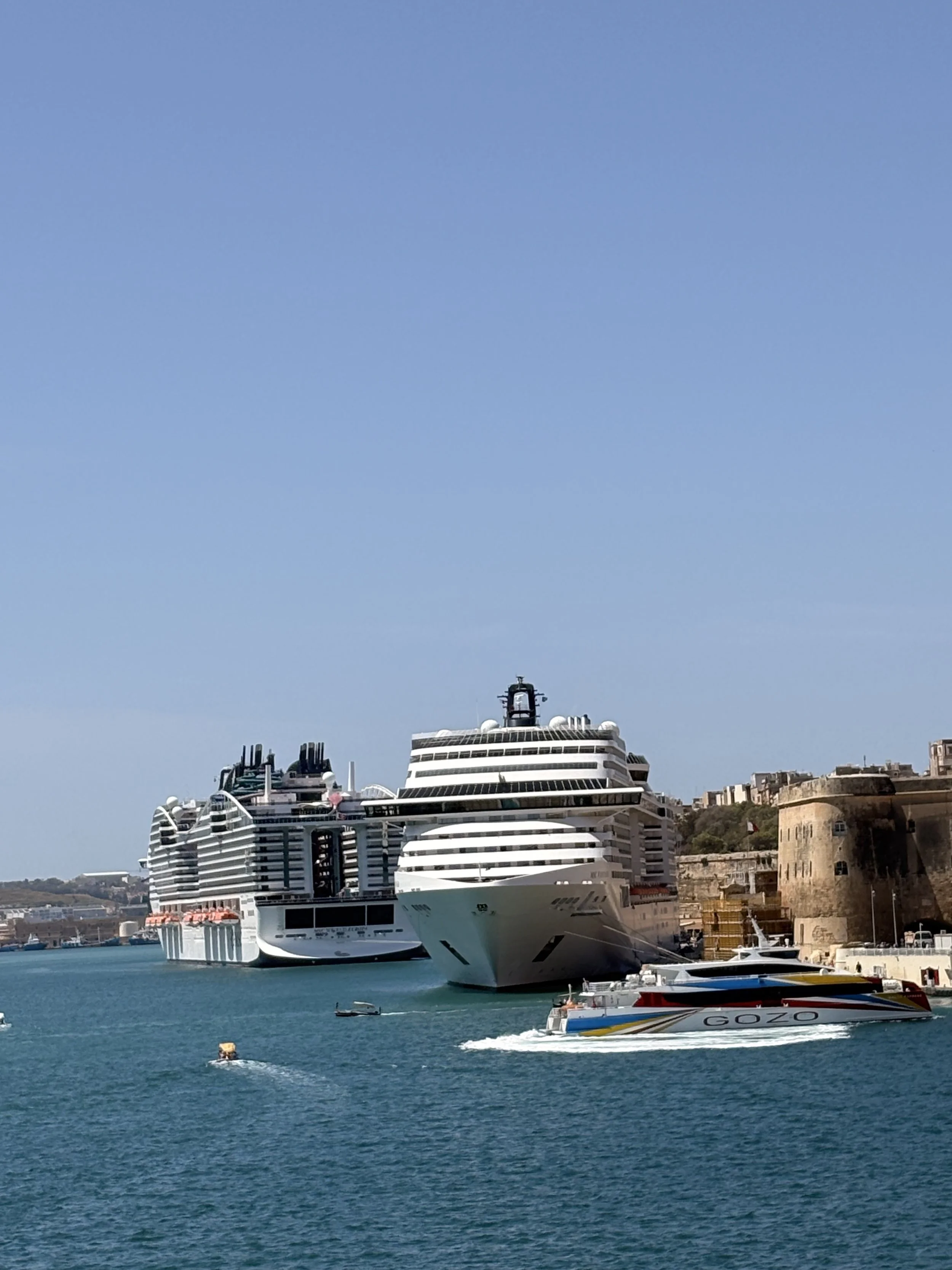 MSC Fantasia in the front, MSC World Europa in the back