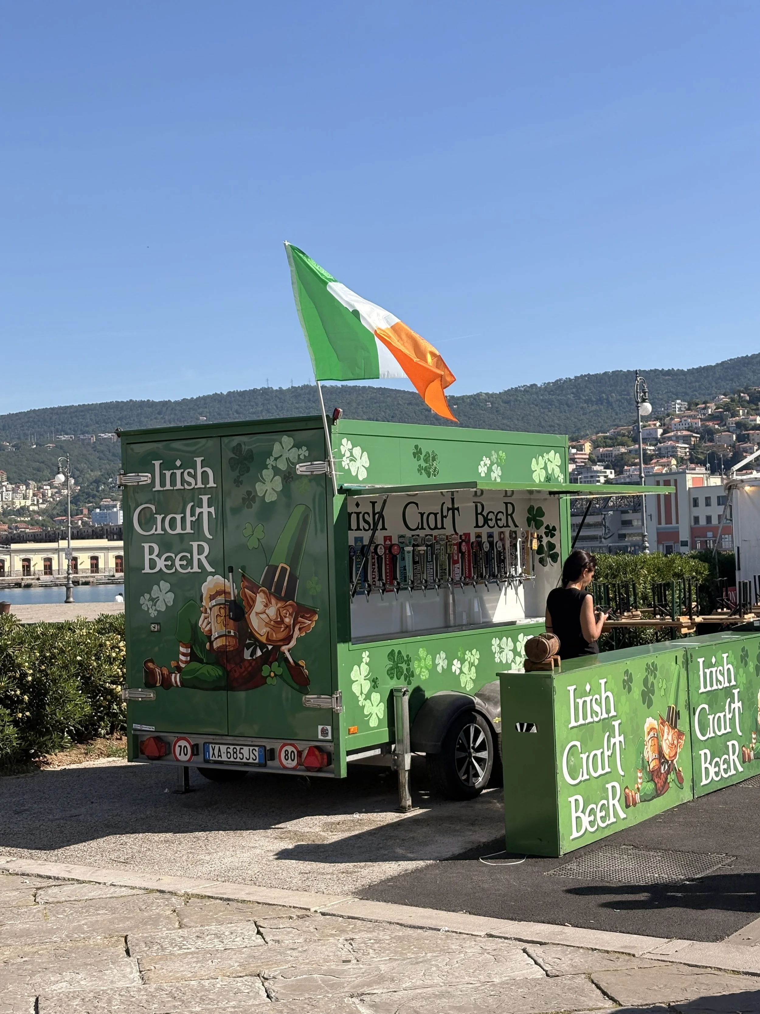 Trieste Marathon with an Irish beer trailer