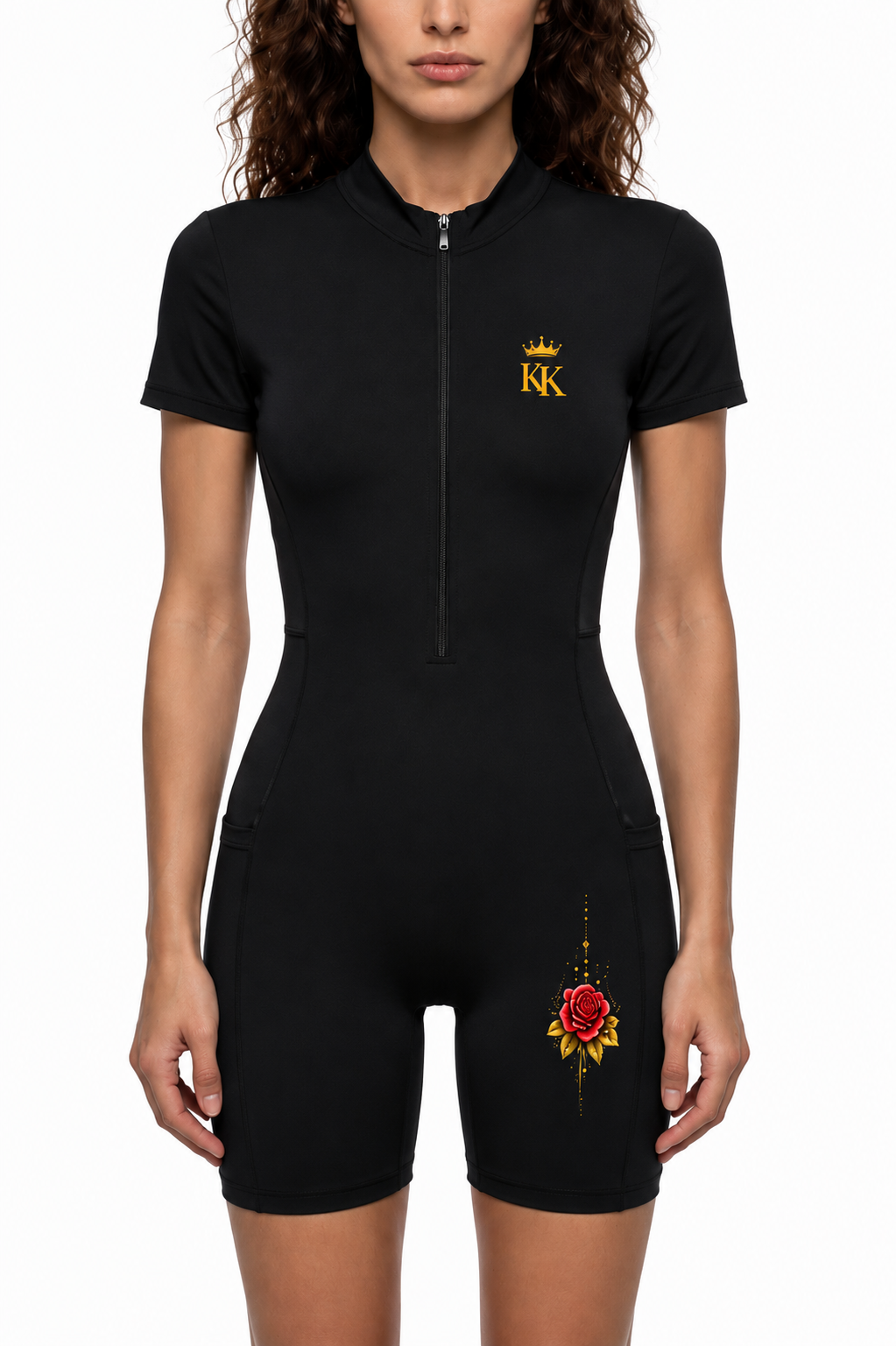 Krown Khaos Rose Reign Quarter Zip Romper