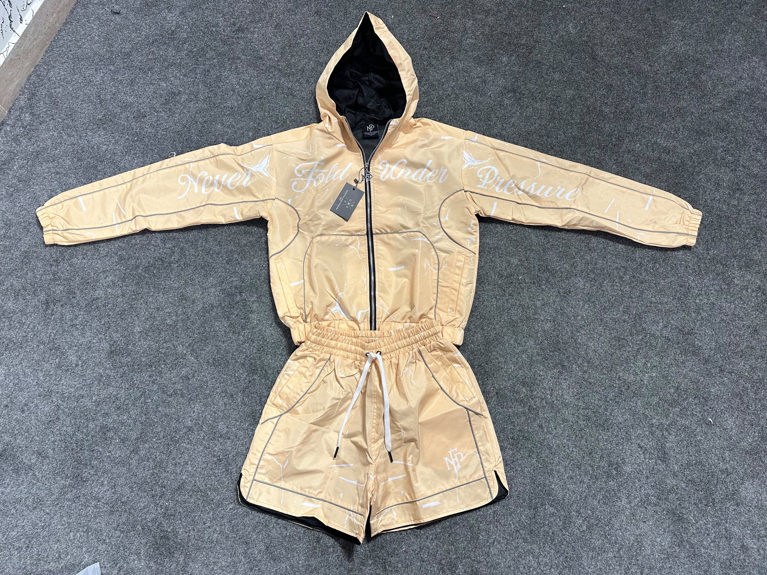 Tan Woman Cracked Crop Tracksuit