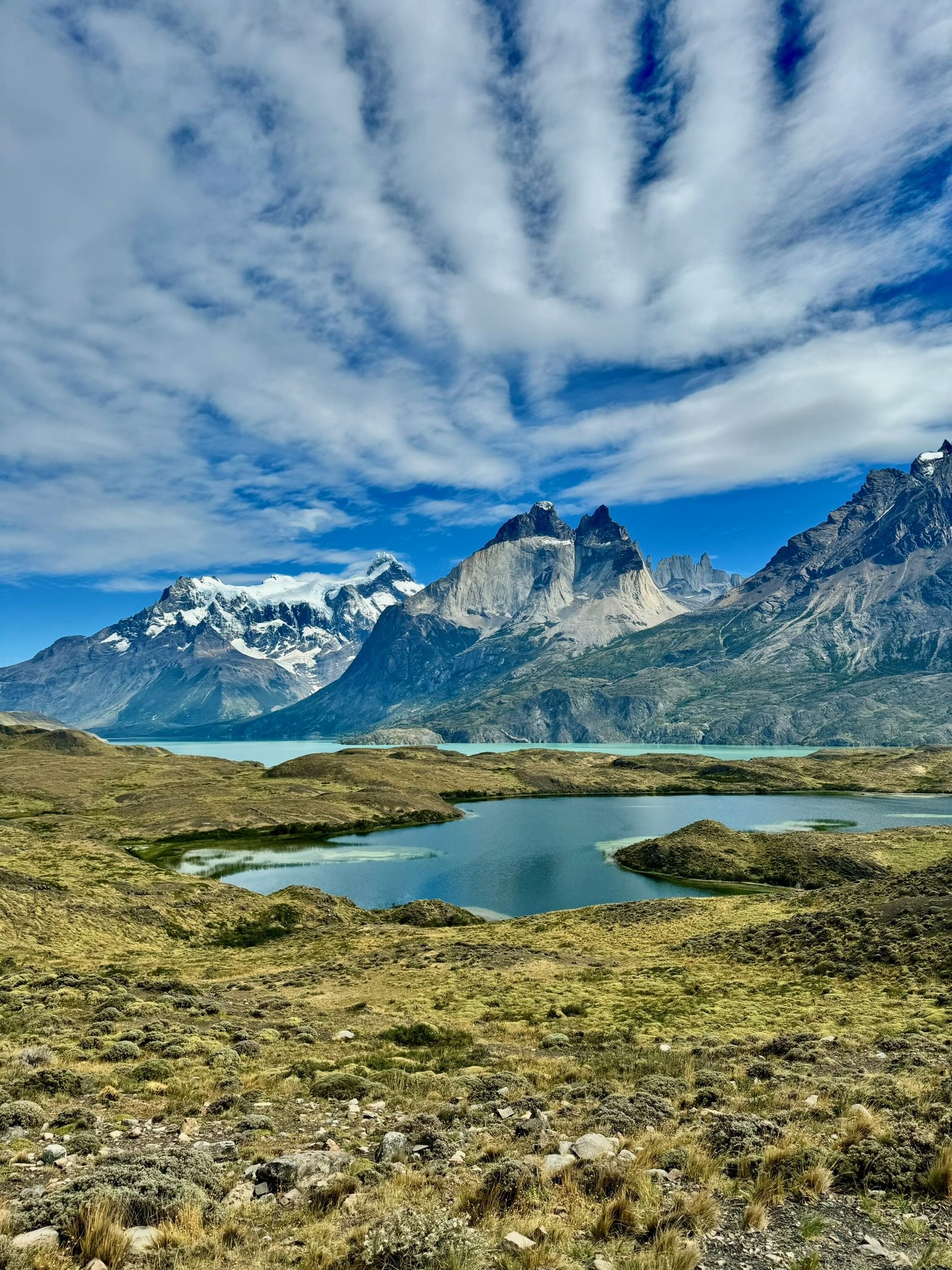 An image of water and mountains in Torres del Paine, Chile.