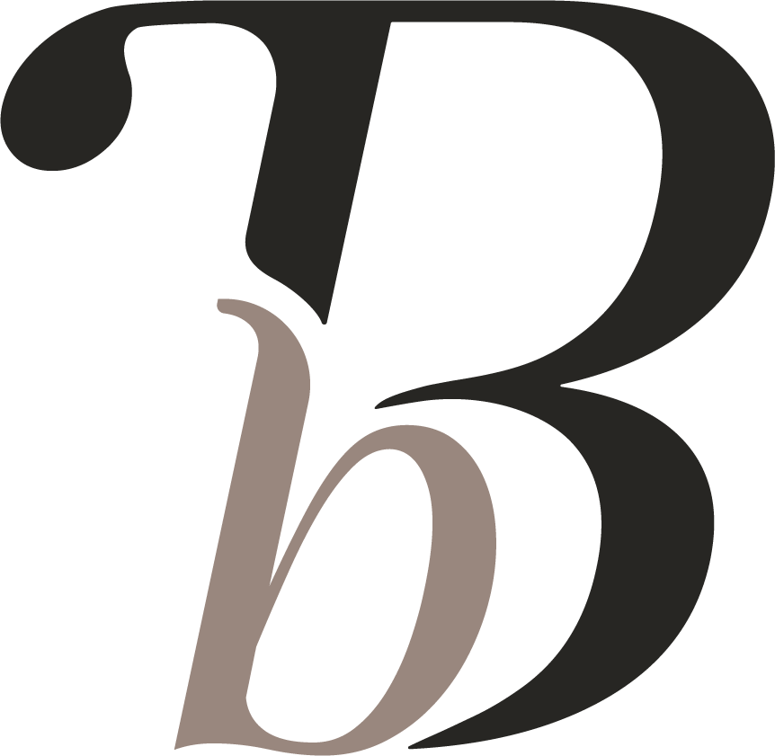 Stylized letter B intertwined in black and gray colors.