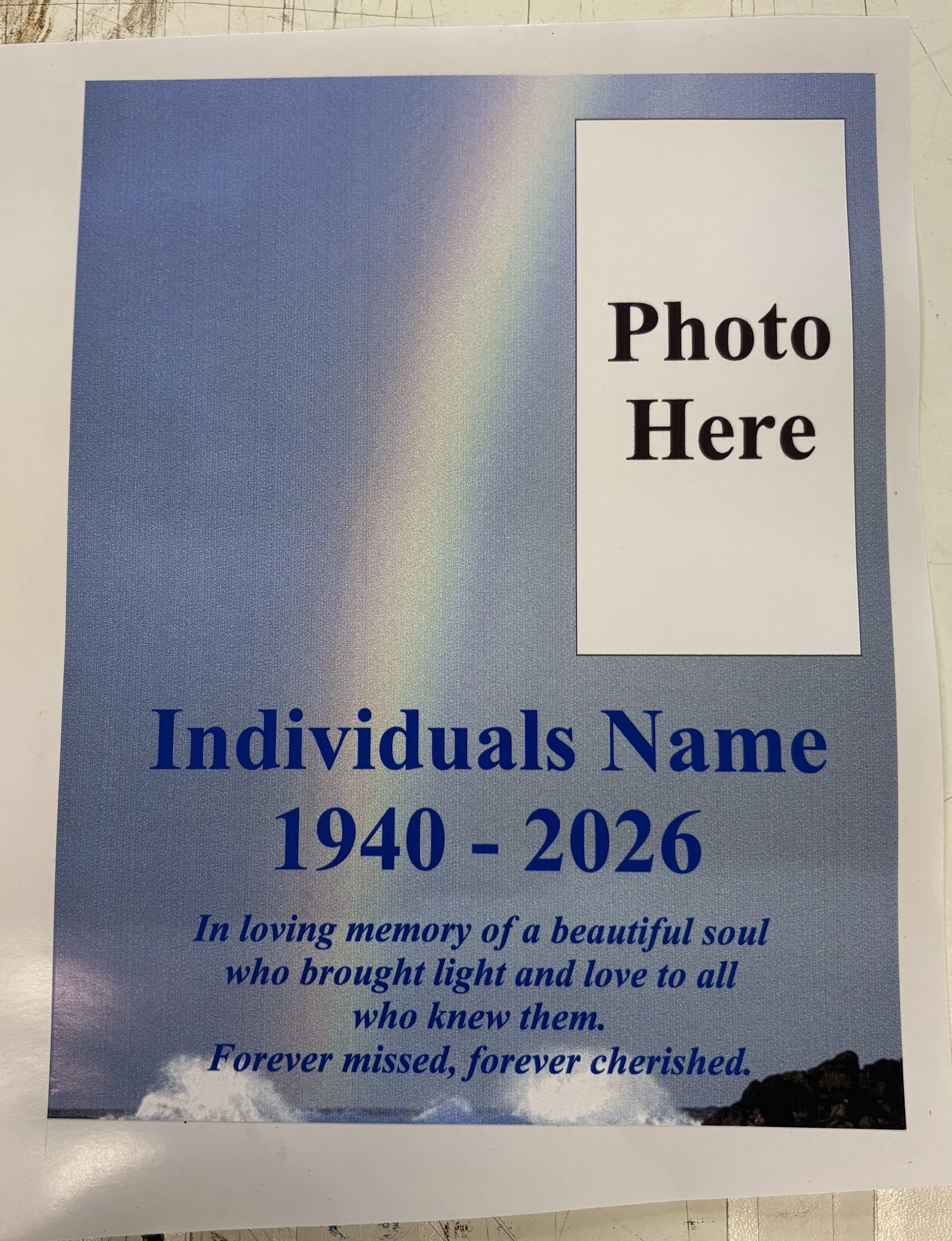 Rainbow Funeral Plaque