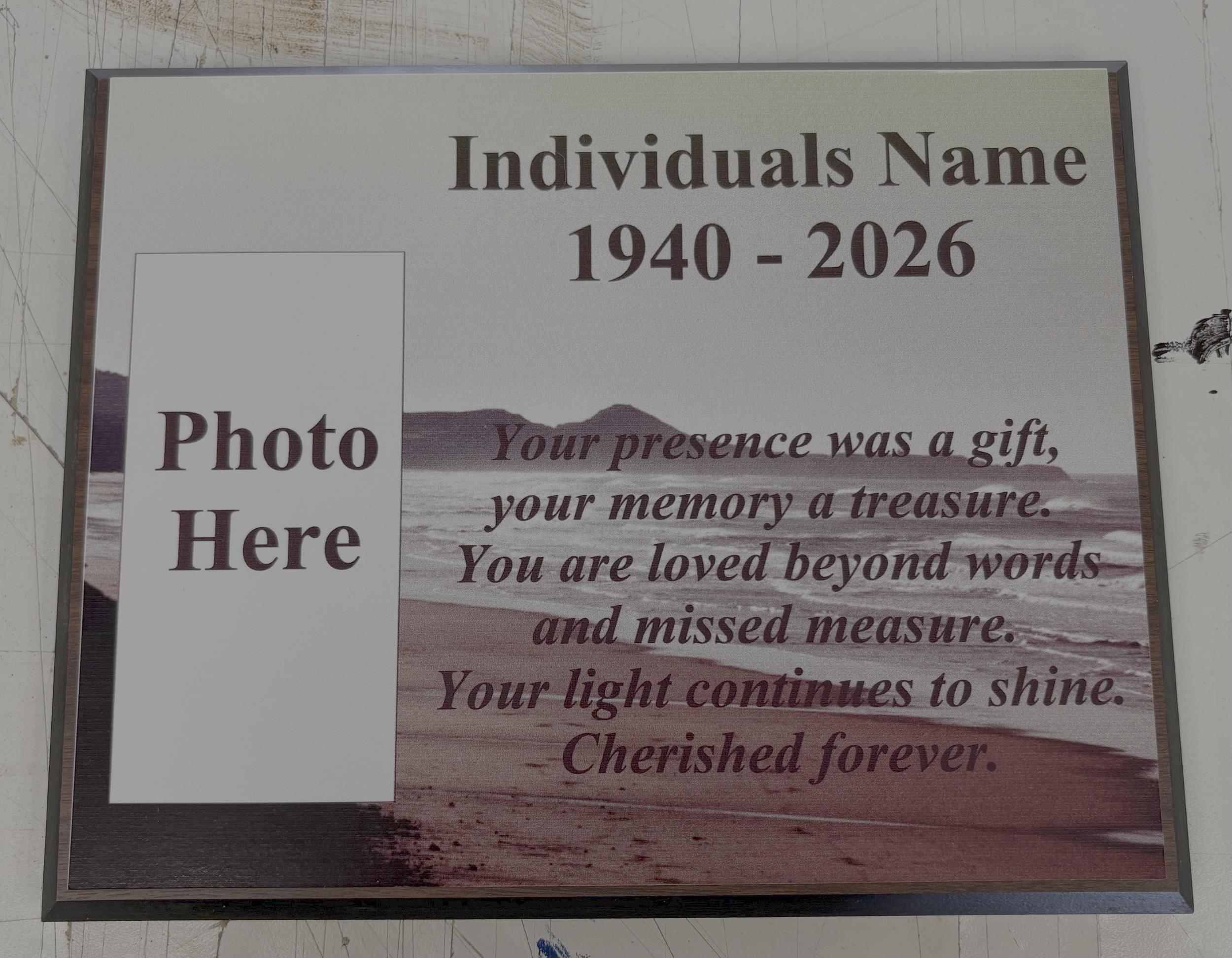 Beach Funeral Plaque