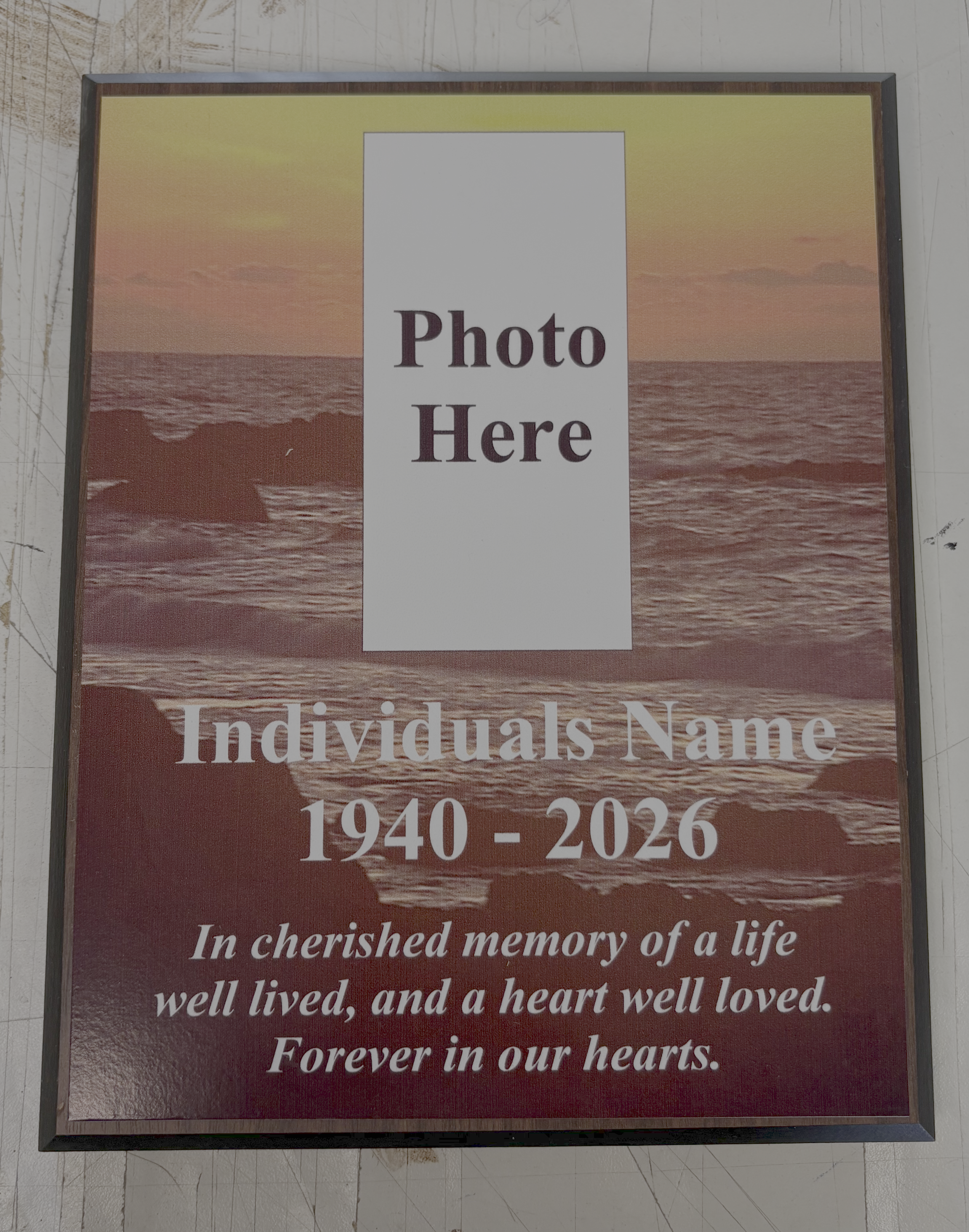Seaside Funeral Plaque