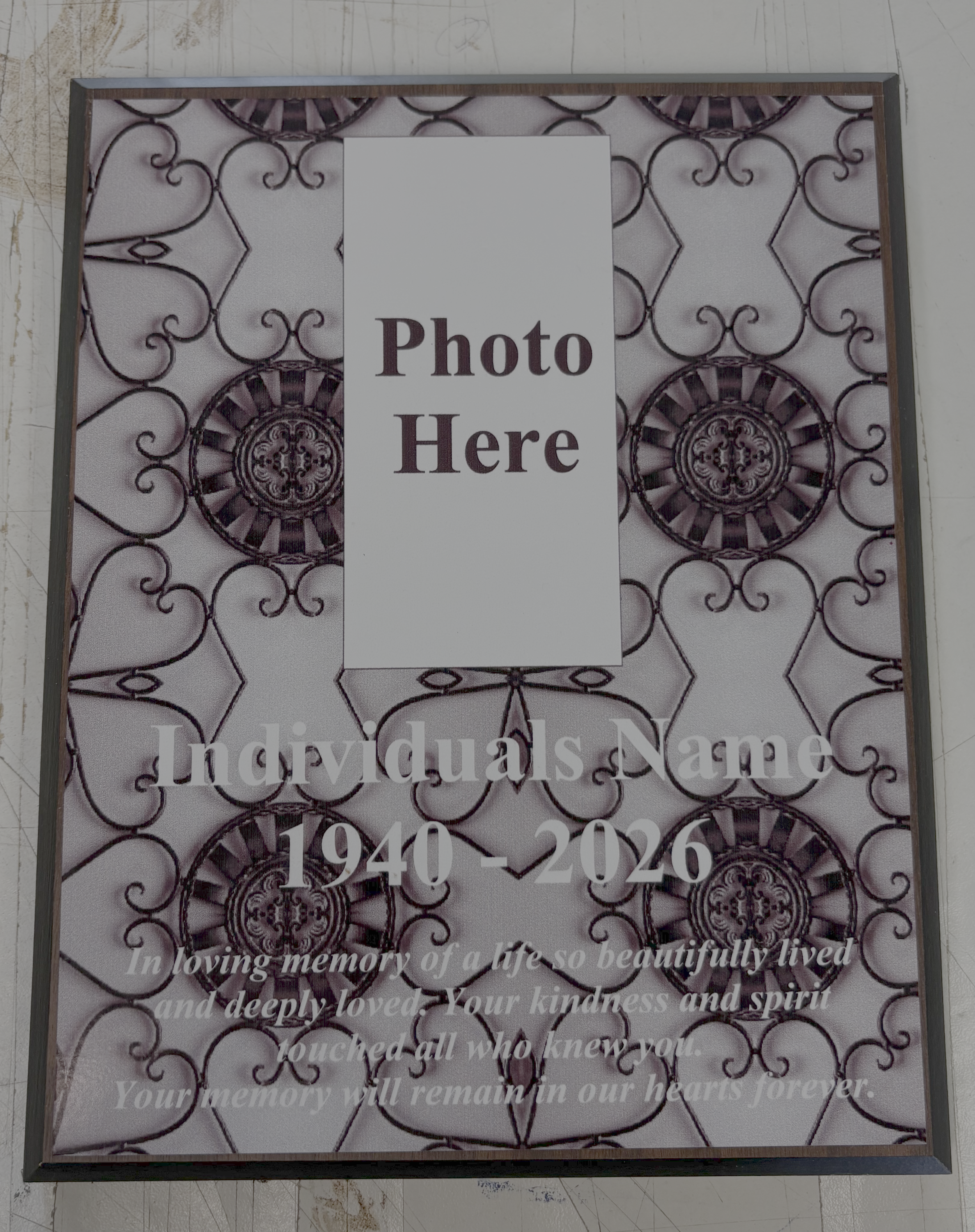 Scroll Funeral Plaque