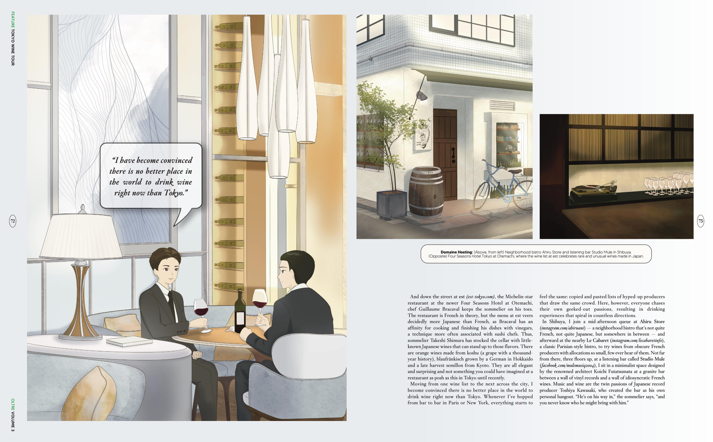 Two men in suits drinking red wine at a restaurant table, surrounded by elegant decor and a large window with a view outside.