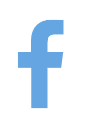 Facebook logo with a blue lowercase 'f' on a white background