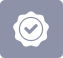 An icon of a checkmark inside a badge or shield.