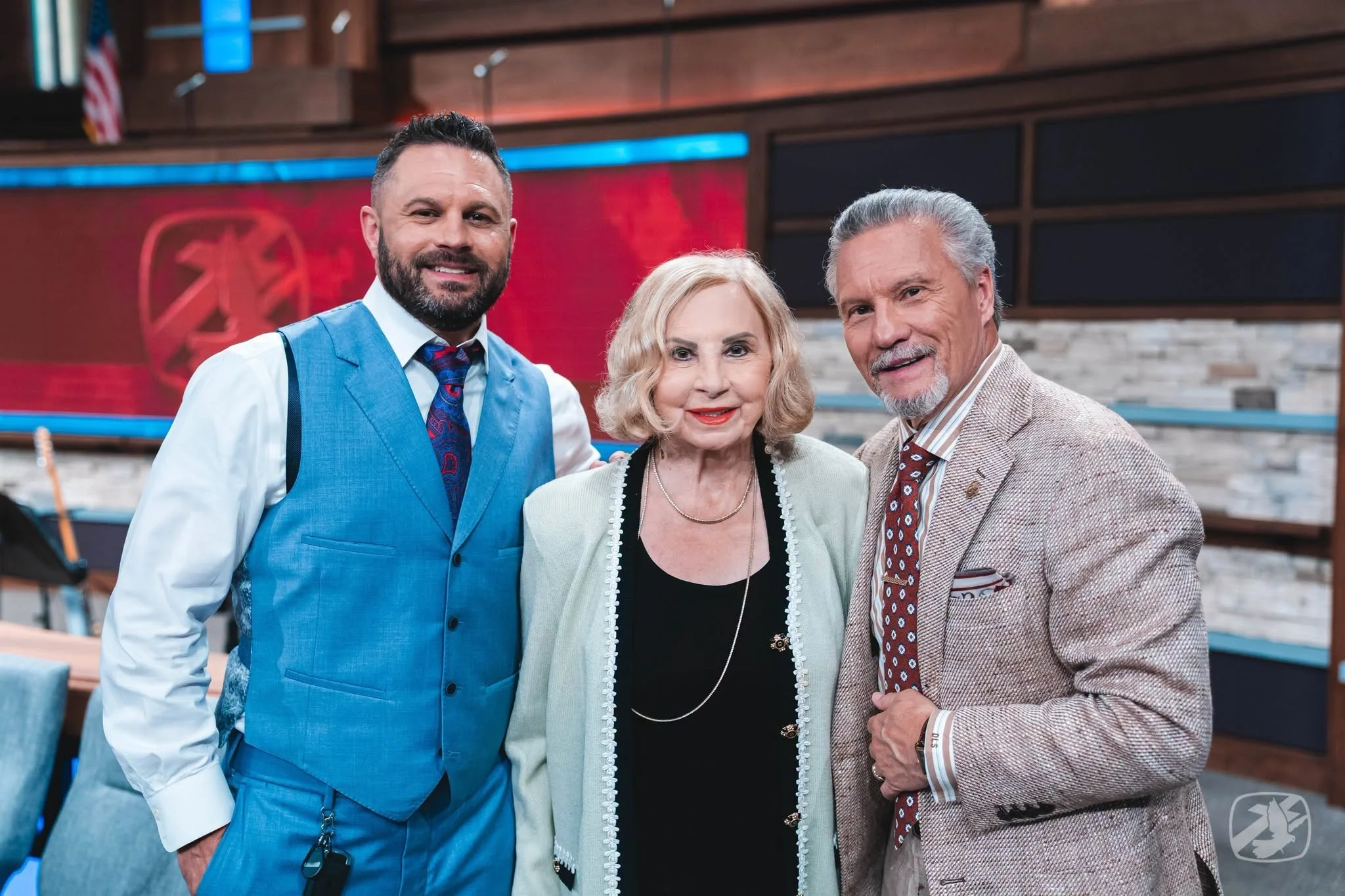 Pastor Donnie Swaggart, Dr. Gabriel Lee Swaggart and Sister Frances Swaggart stand together in an image taken inside of Family Worship Center Church in Baton Rouge, Louisiana.