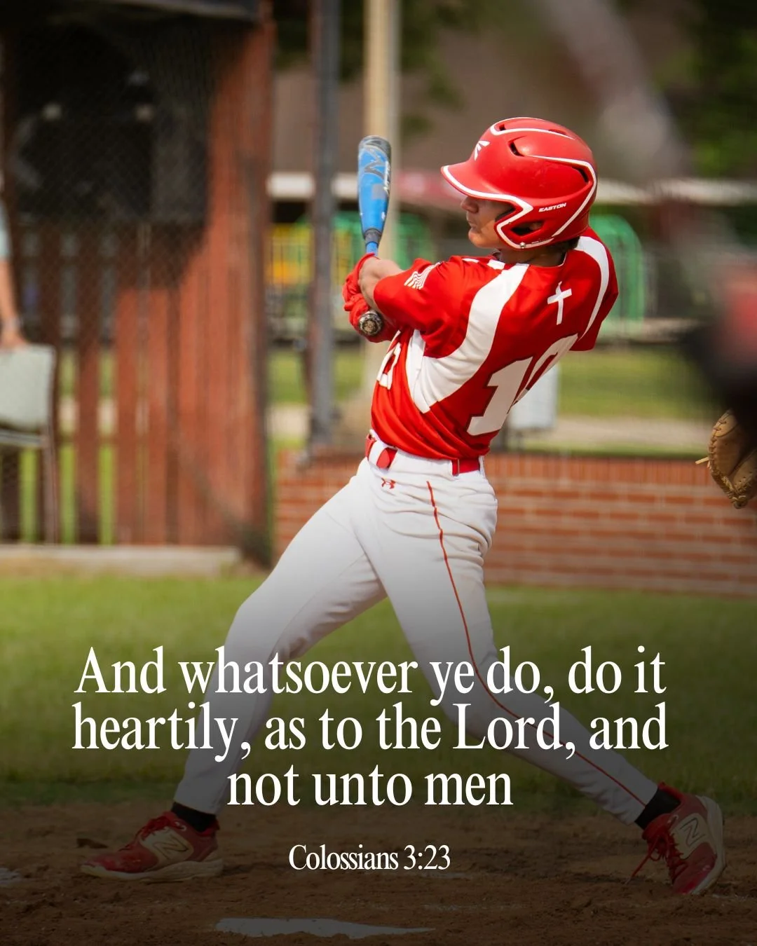 FCA Baseball Player with a bible verse
