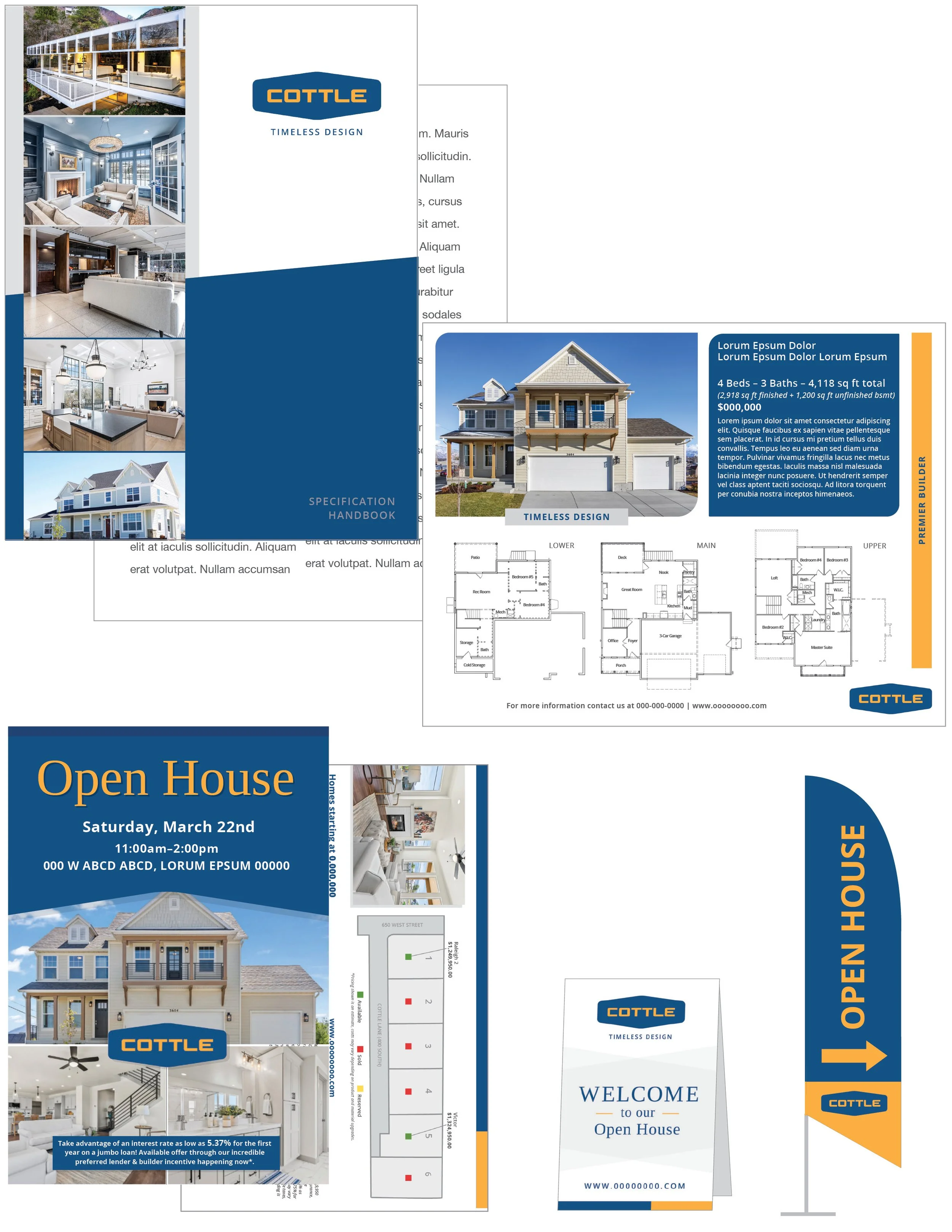 Cottle Homes marketing materials and signage