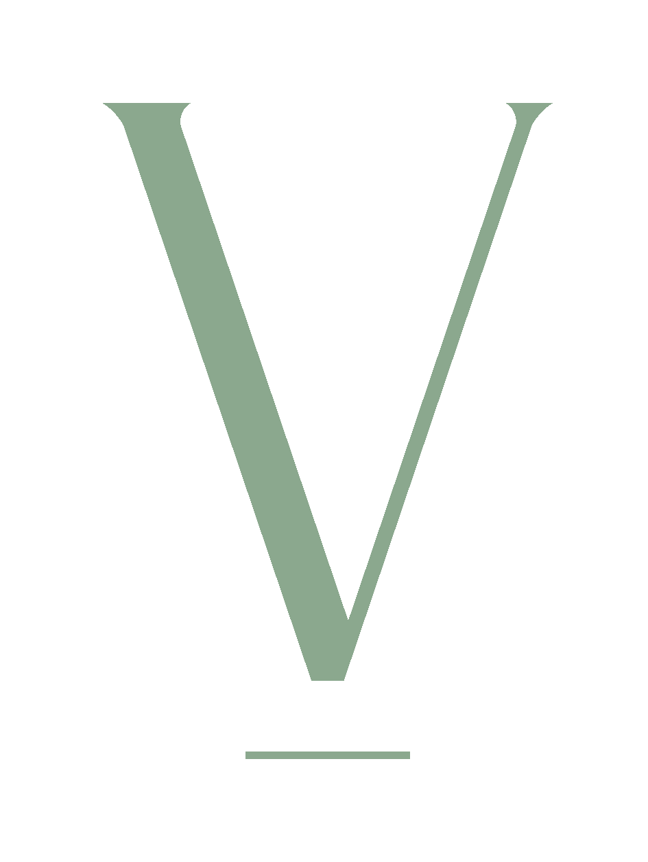 Large letter V in light green color centered on white background