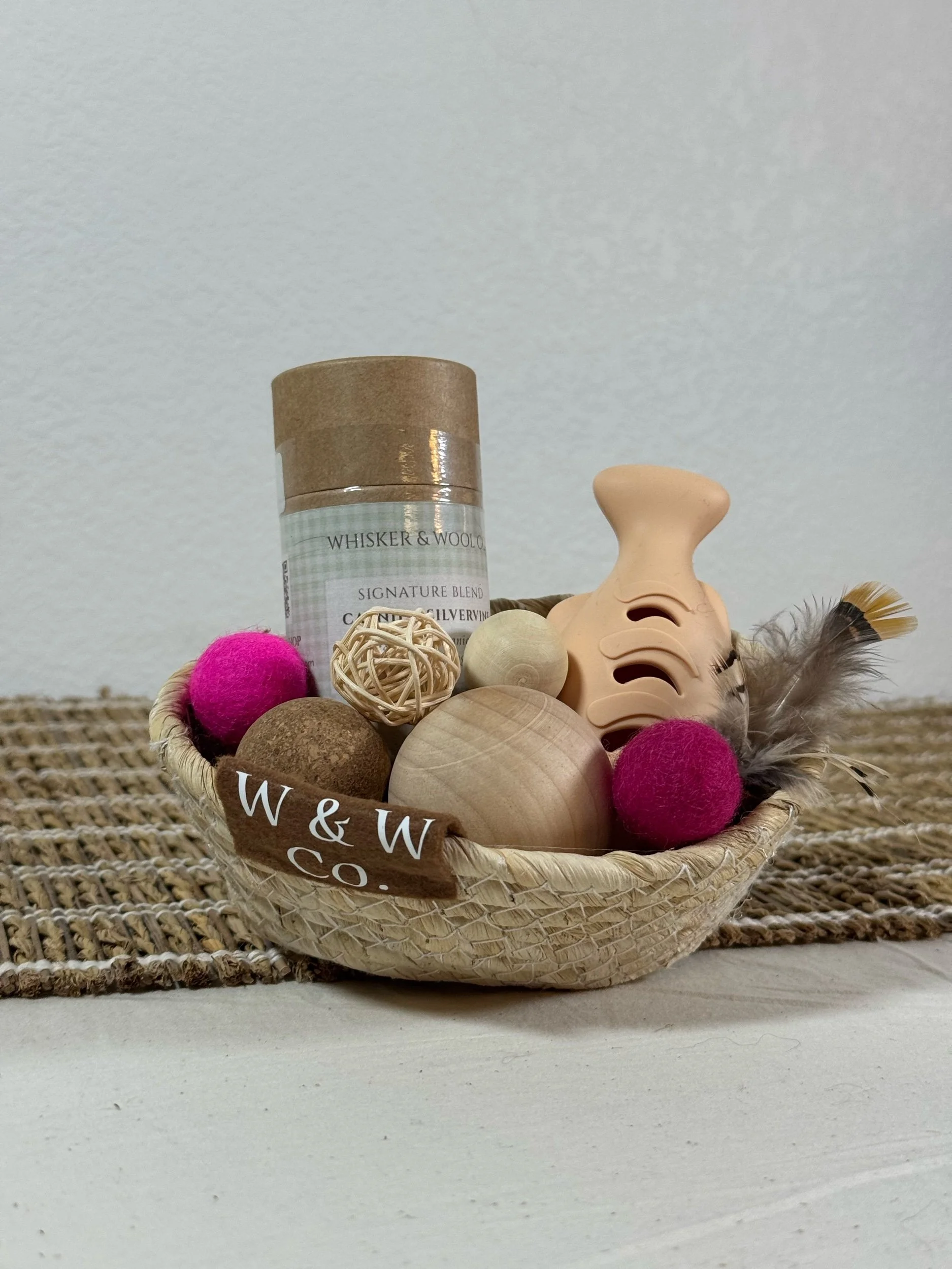 Natural Cat Enrichment Toy Basket