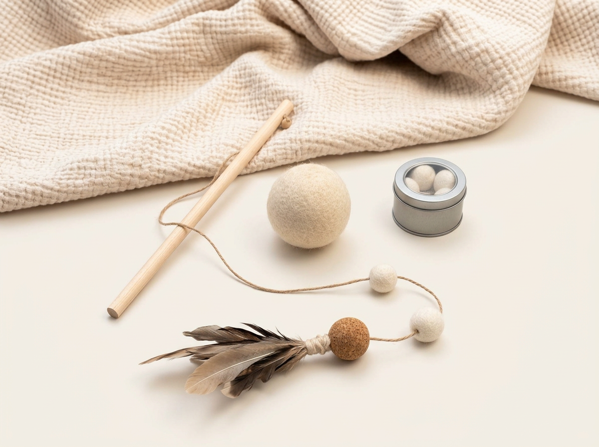 Natural Wool Cat Toy Set