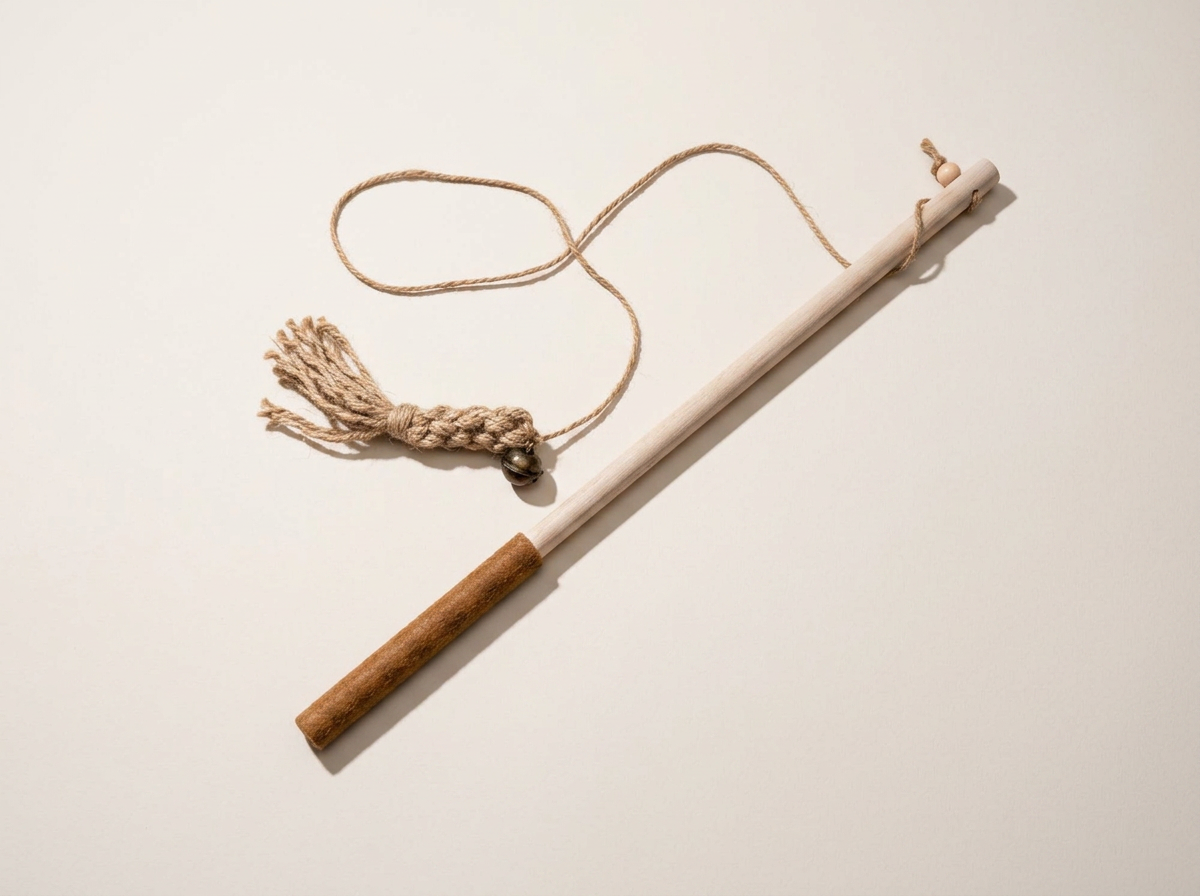 Jute Fish Cat Wand Toy