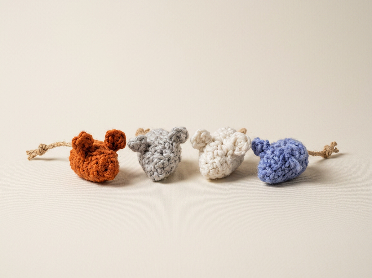 Crochet Wool Mouse with Jute Tail