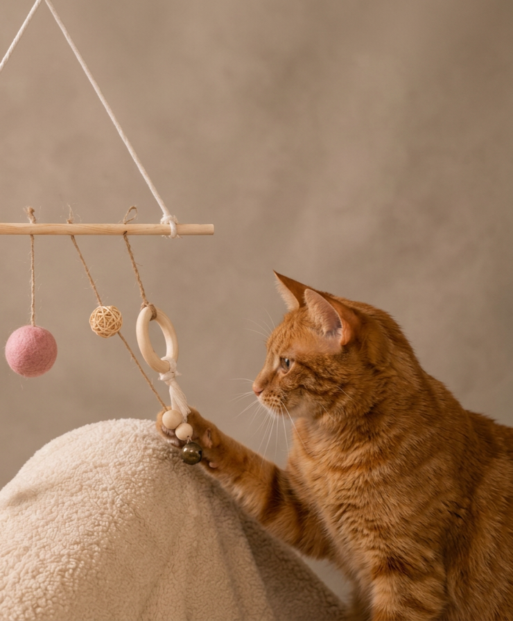 Handmade Natural Cat Mobile Toy