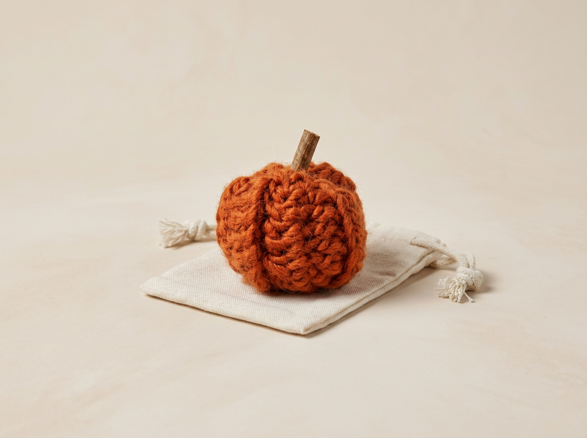 Crochet Pumpkin Cat Toy