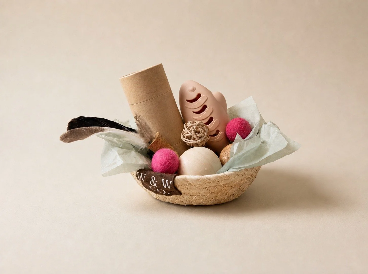 Natural Cat Enrichment Toy Basket