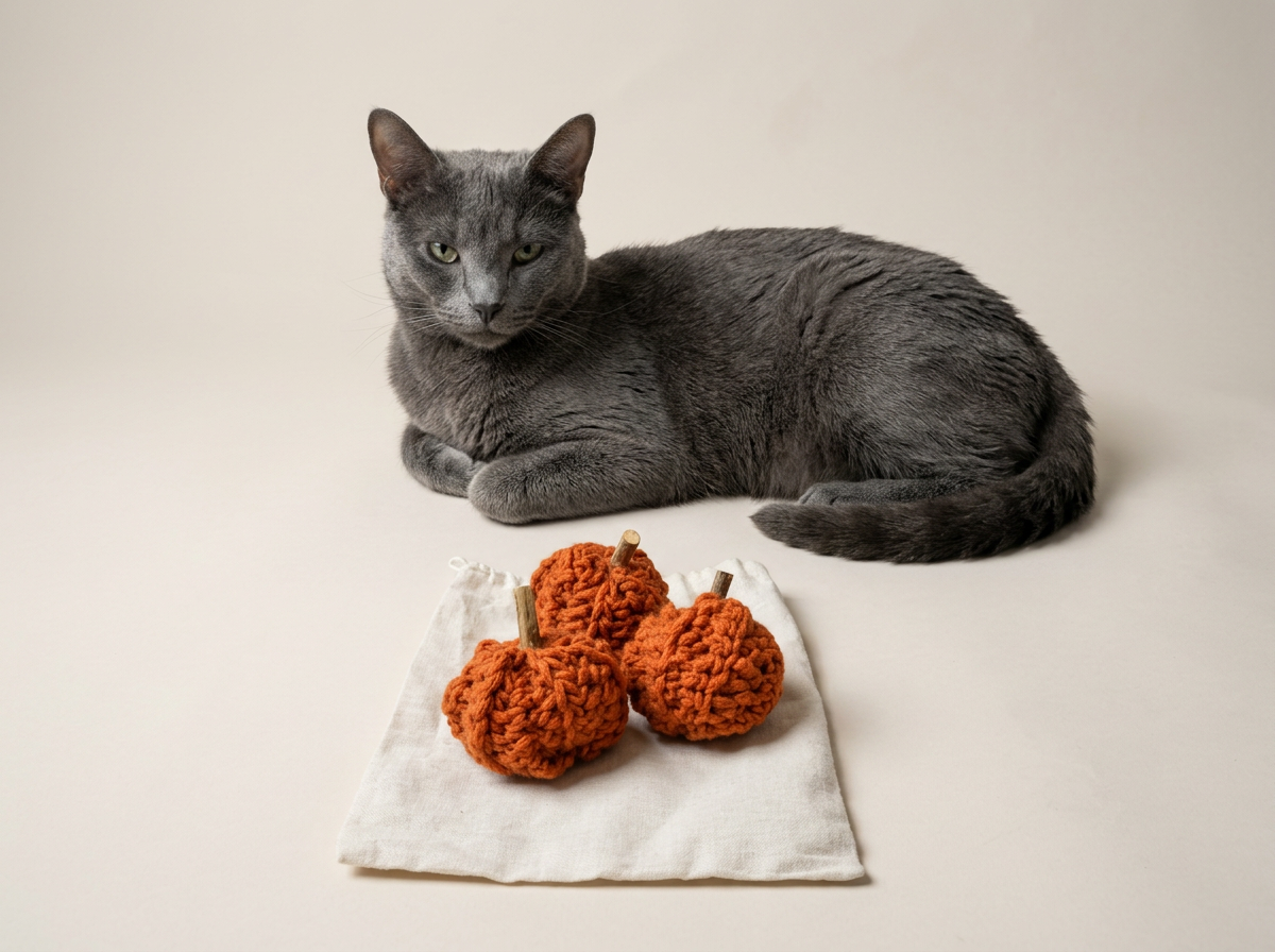 Crochet Pumpkin Cat Toy