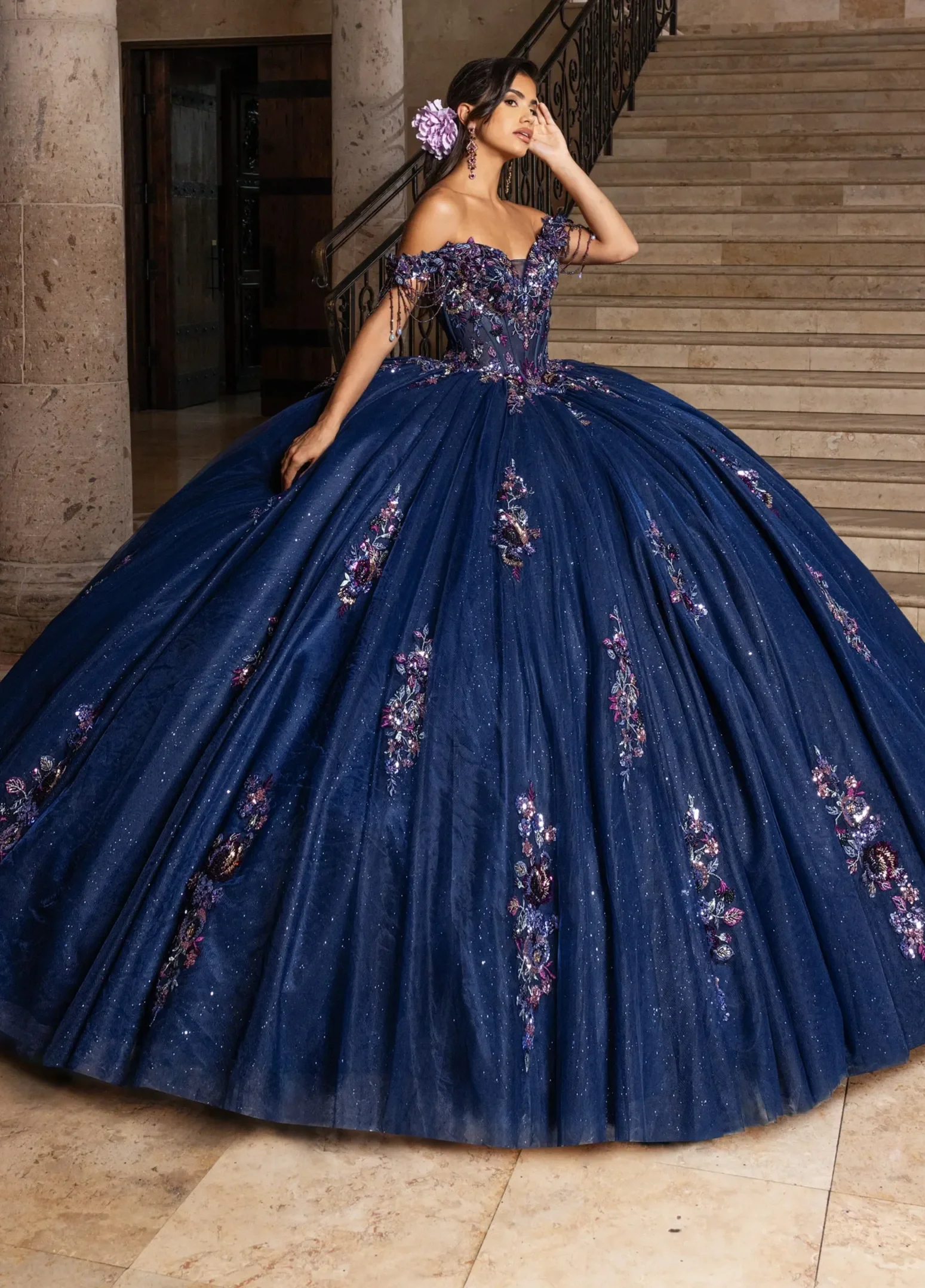 RACHEL ALLAN 
Color: Navy multi
Size: 6
Style #: RQ1184 