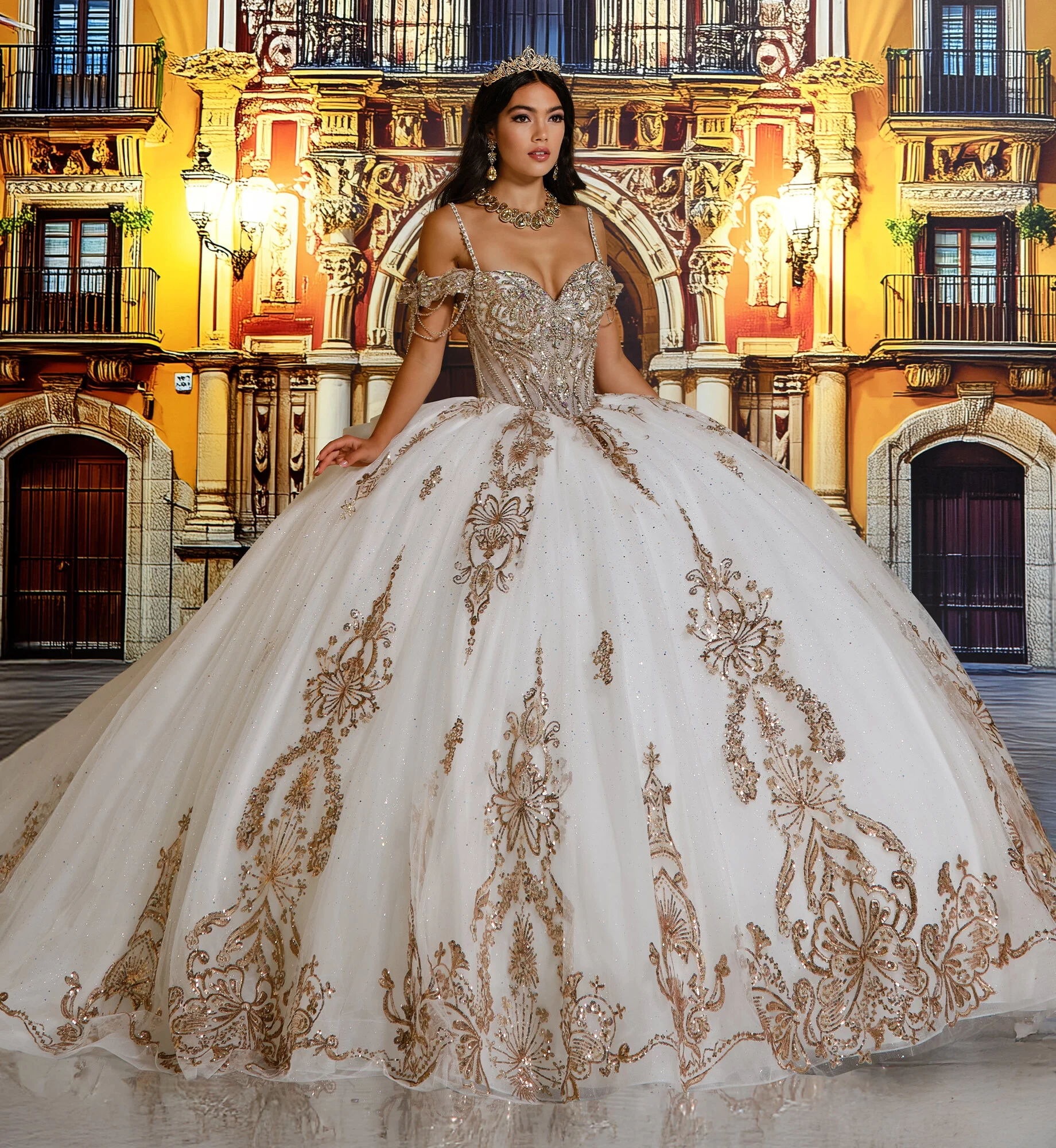 PRINCESA BY ARIANA VARA
Color: Ivory/gold
Size: 6
Style #: PR30198