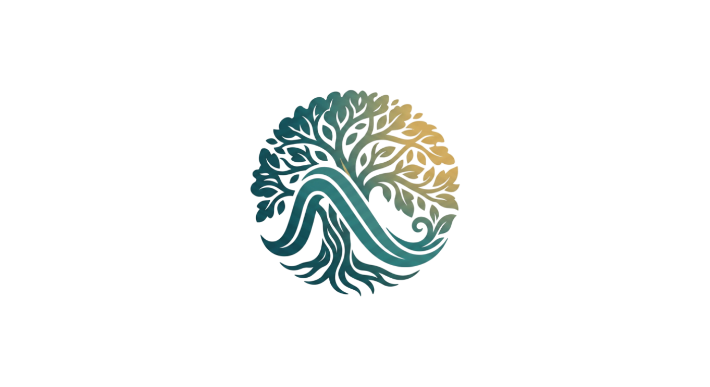 Noelke Integrative Therapy logo of a tree with a balanced design, featuring green and blue hues, with the roots, trunk, and branches forming a circular shape.