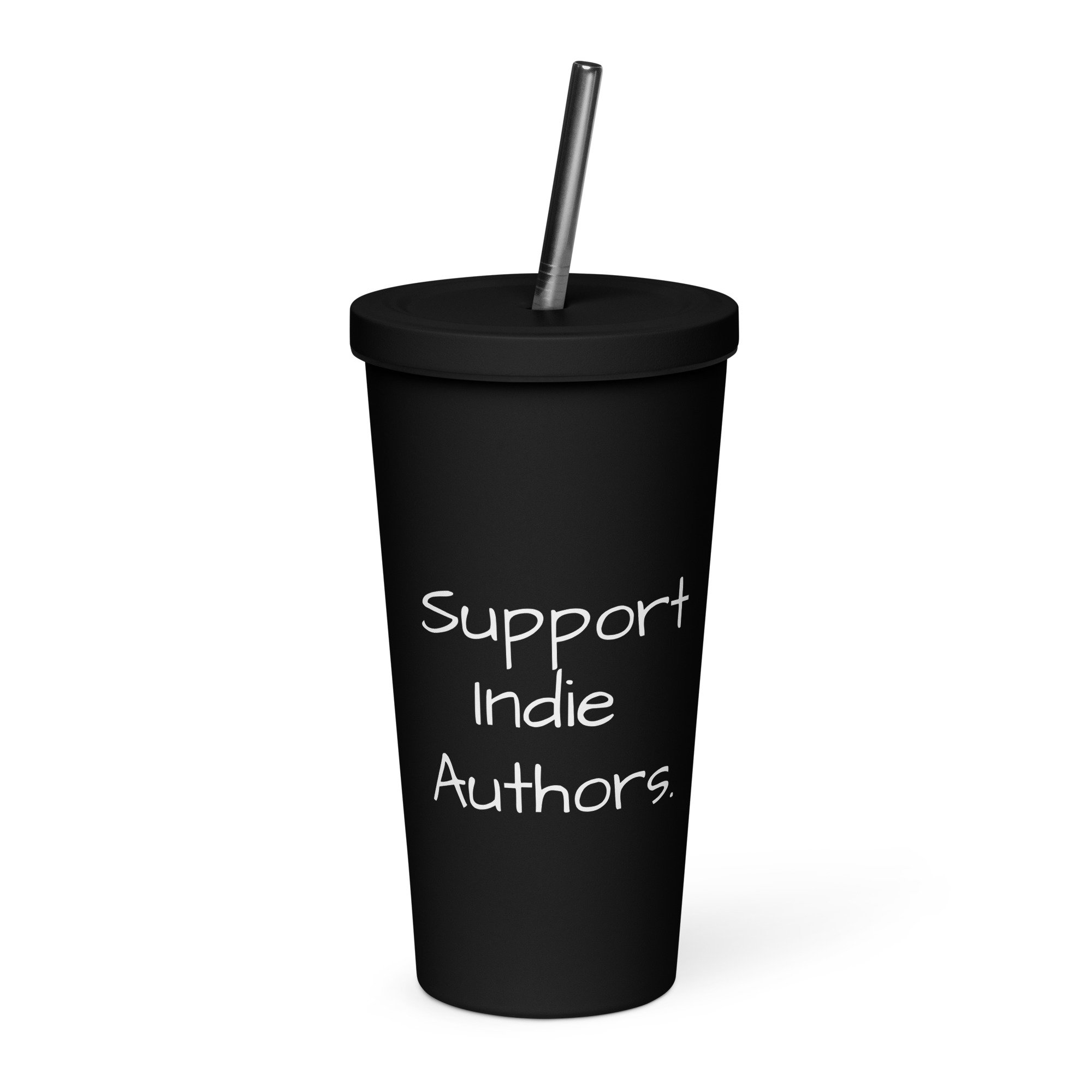 Insulated tumbler with a straw