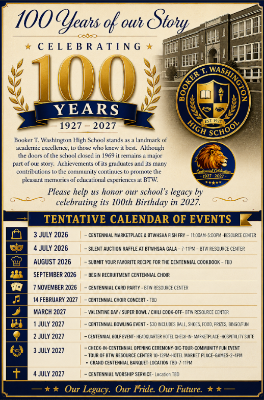 Celebrating 100 Years: Booker T. Washington High School Centennial 1927–2027