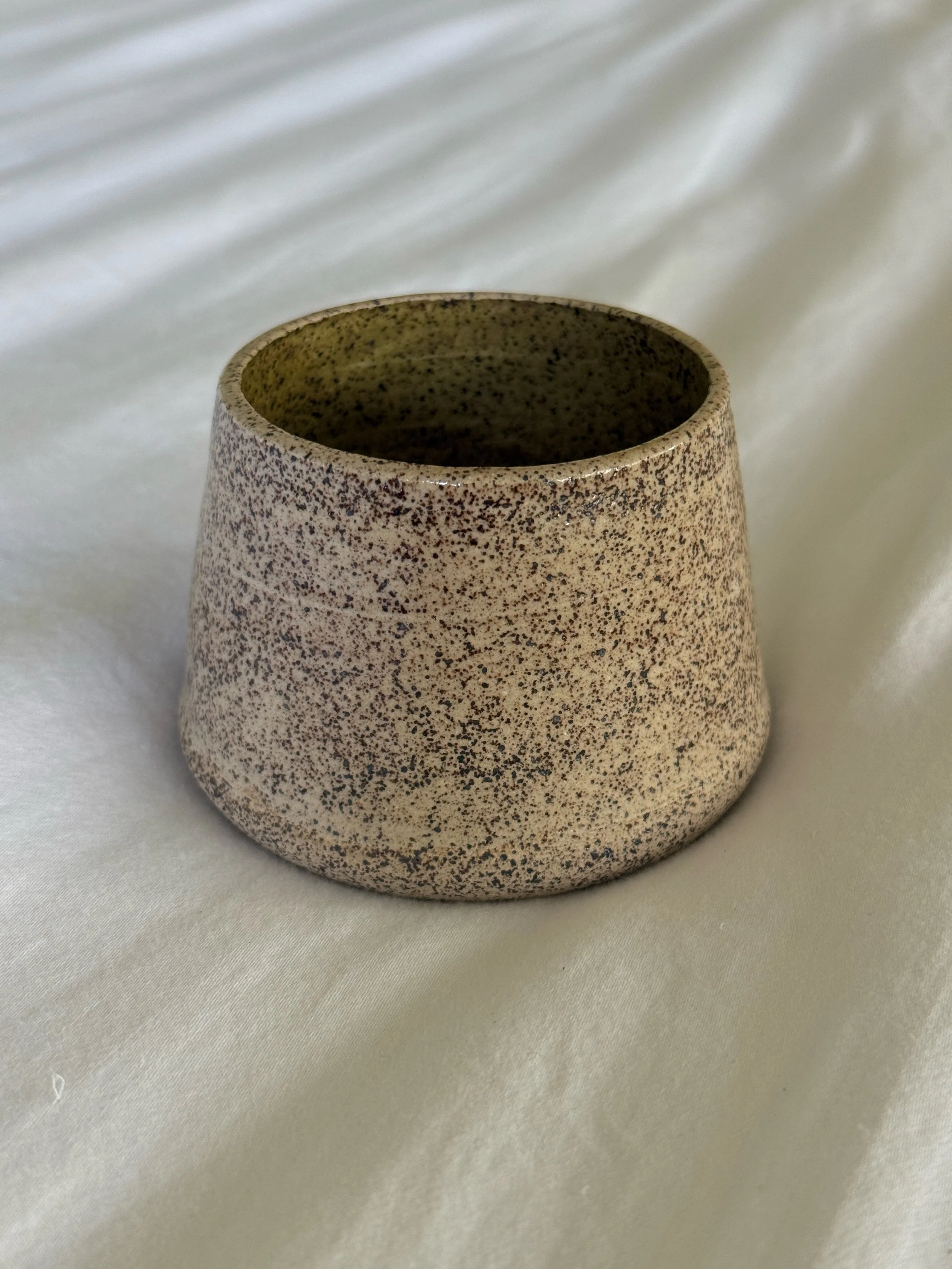 Speckled Stoneware Vessel with Green Interior