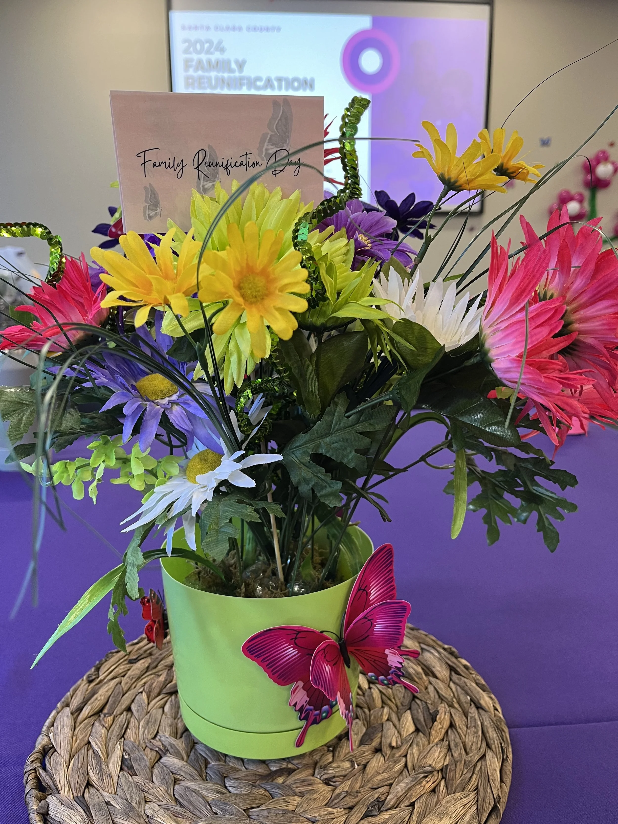A colorful flower arrangement at the 2024 Santa Clara County Family Reunification Day celebration.