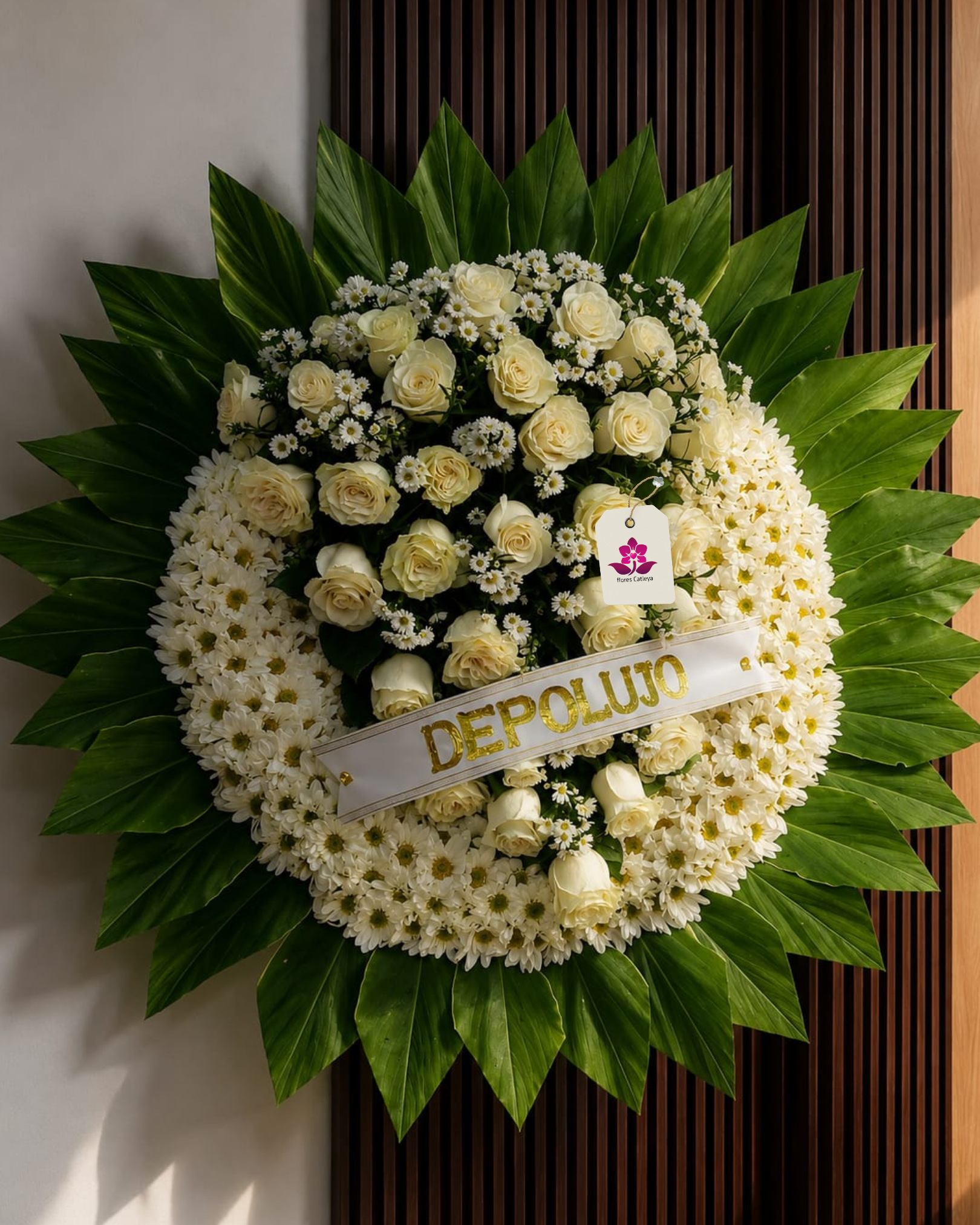 Corona Fúnebre "Honra y Respeto" - Rosas Rojas y Blancas.