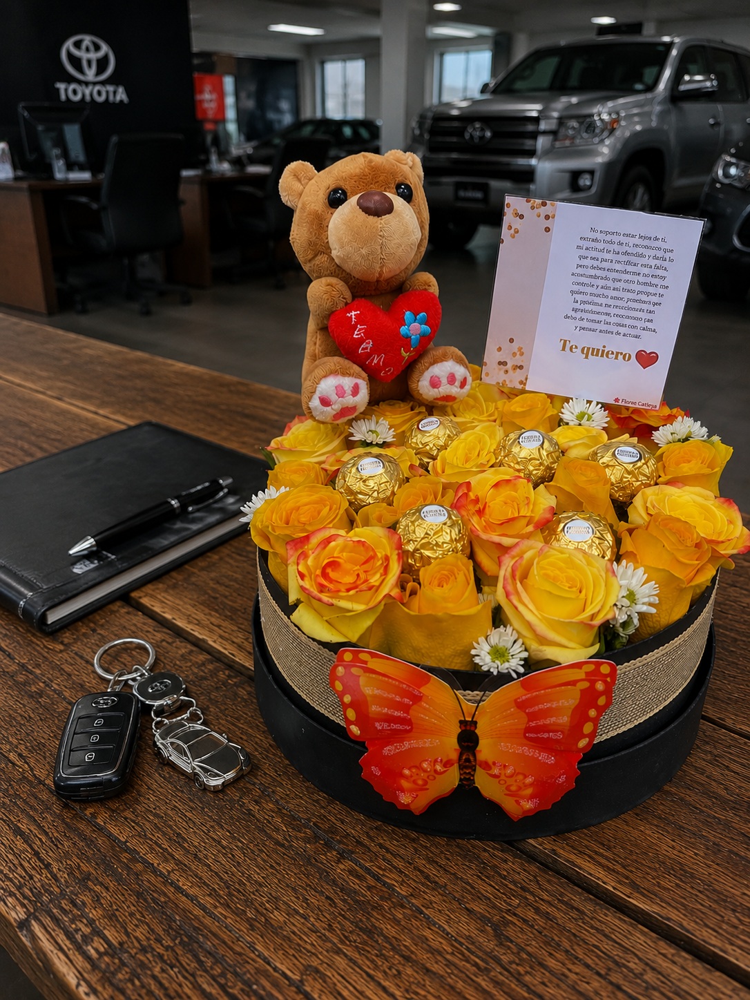 Caja Premium de Rosas Amarillas y Ferrero Rocher – Estilo Masculino